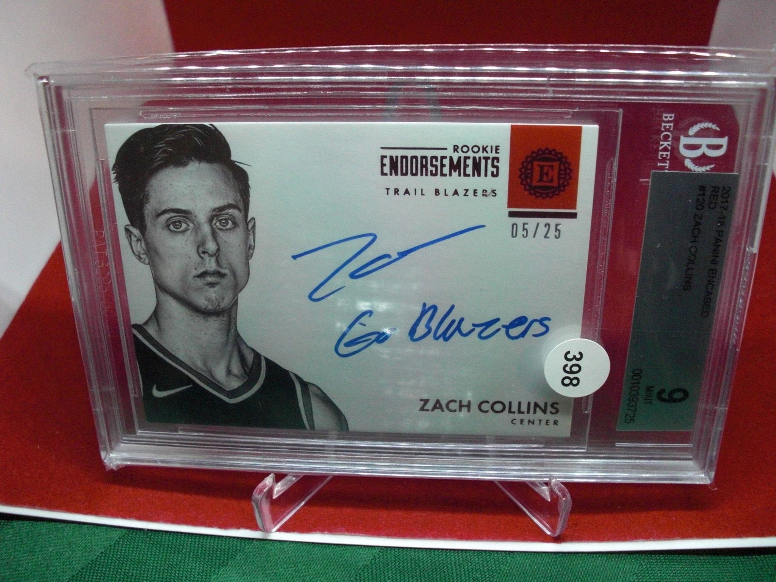 beckett graded zach collins red 05/25 mint 9 (1 of 1)