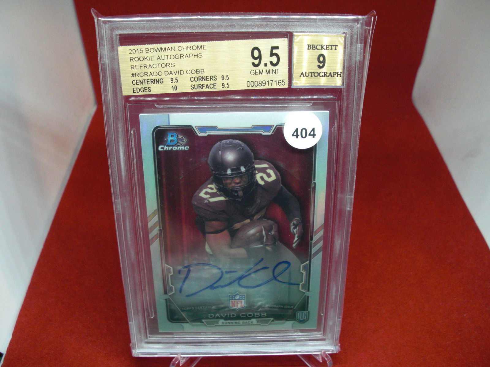 beckett graded rookie auto refractor david cobb mint (1 of 1)