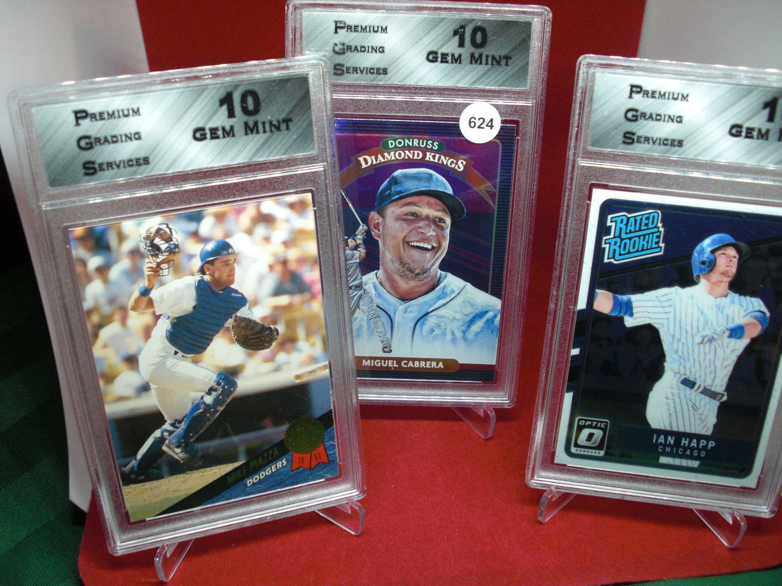 lot of 3 graded pgs baseball cards mint 10's (1 of 1)