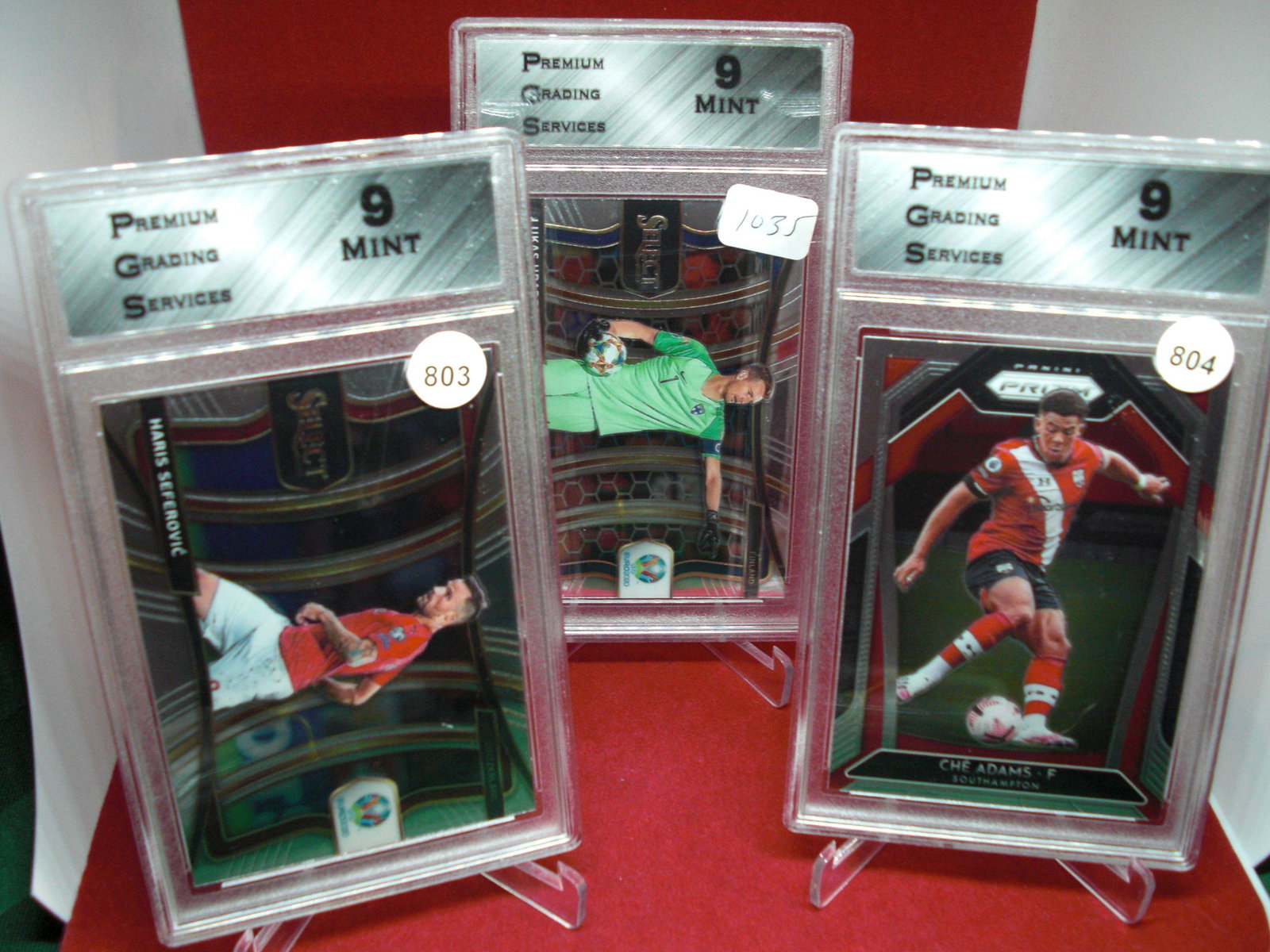 pgs graded lot of 3 soccer cards mint 9's: nice graded card