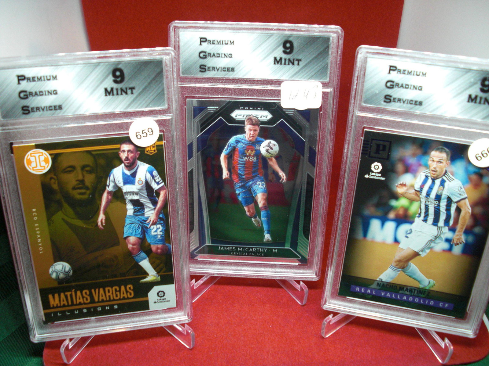 pgs graded lot of 3 soccer cards mint 9's: nice graded card