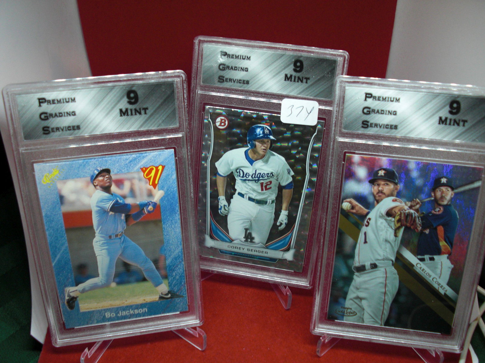 pgs graded lot of 3 baseball cards mint 9's: nice graded card