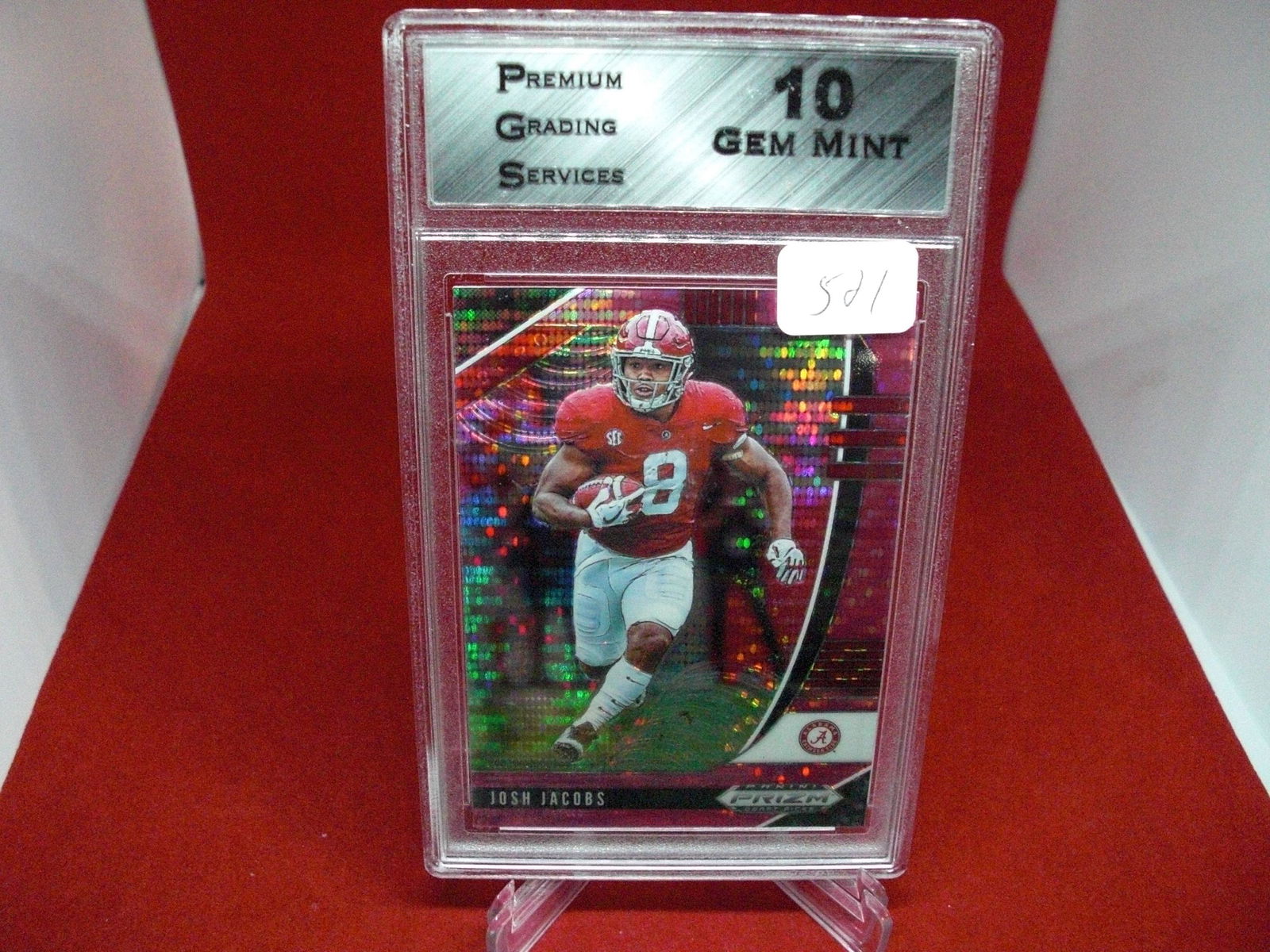 pgs graded  josh jacobs pink prizm mint 10 (1 of 1)
