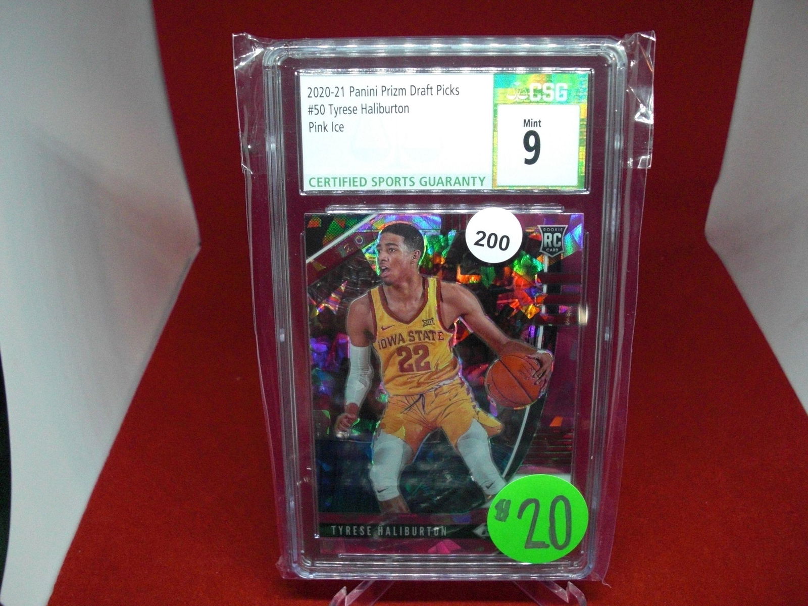 cgs graded tyrese haliburton pink ice mint 9 (1 of 1)