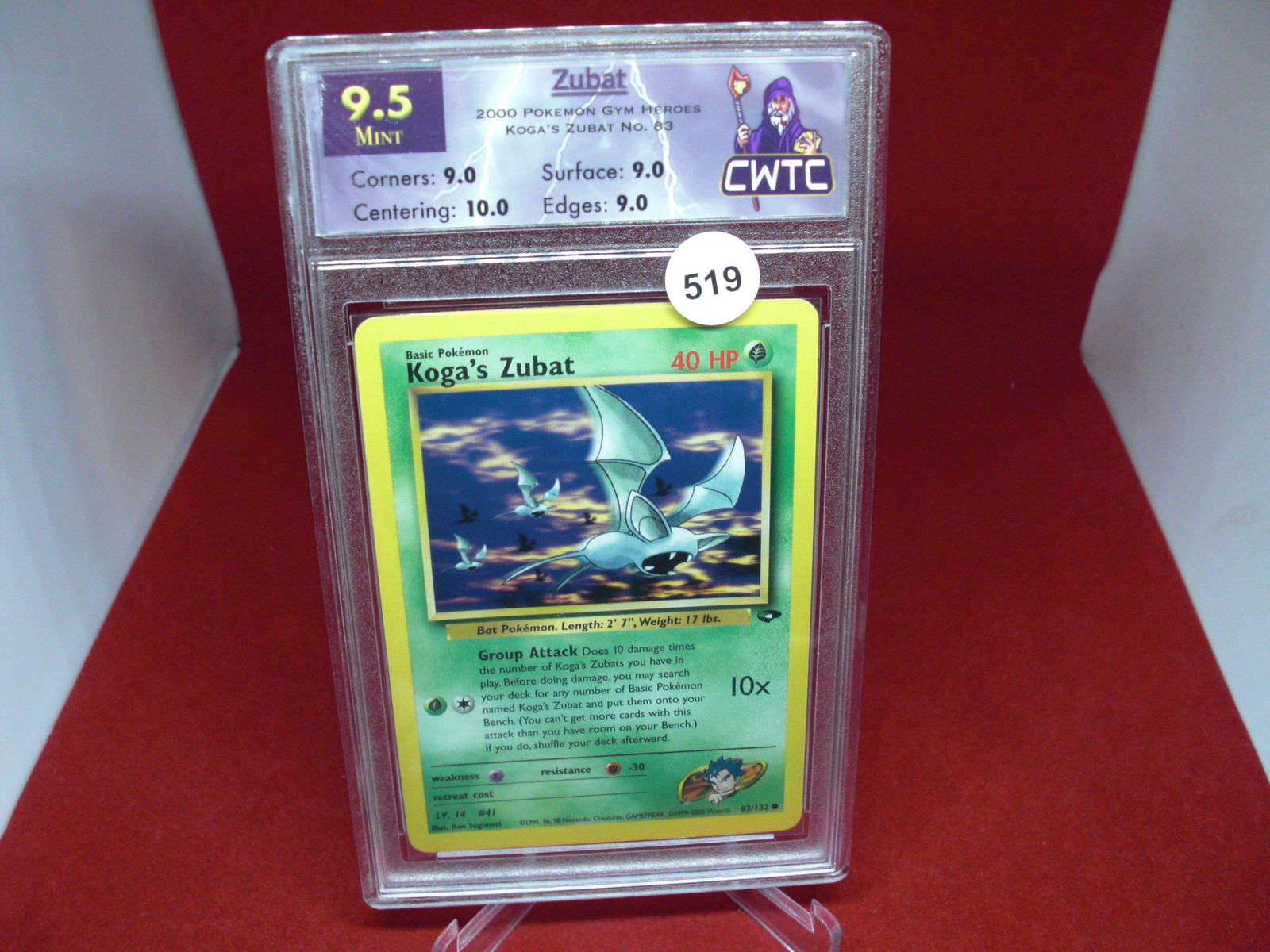 cwtc graded pokemon kogas zubat mint 9.5 (1 of 1)