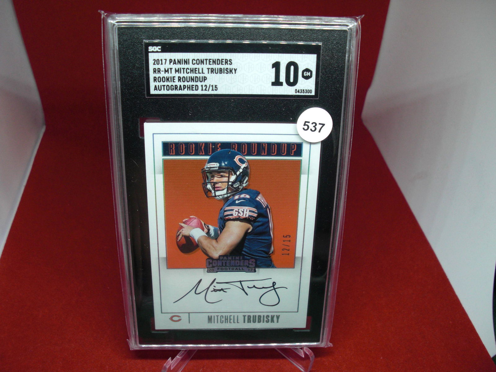 sgc graded rookie auto #12/15 mitchell trubisky mint 10 (1 of 1)