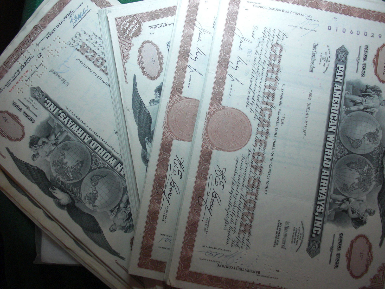lot of 100 pan american world airways inc stock: rare hoard