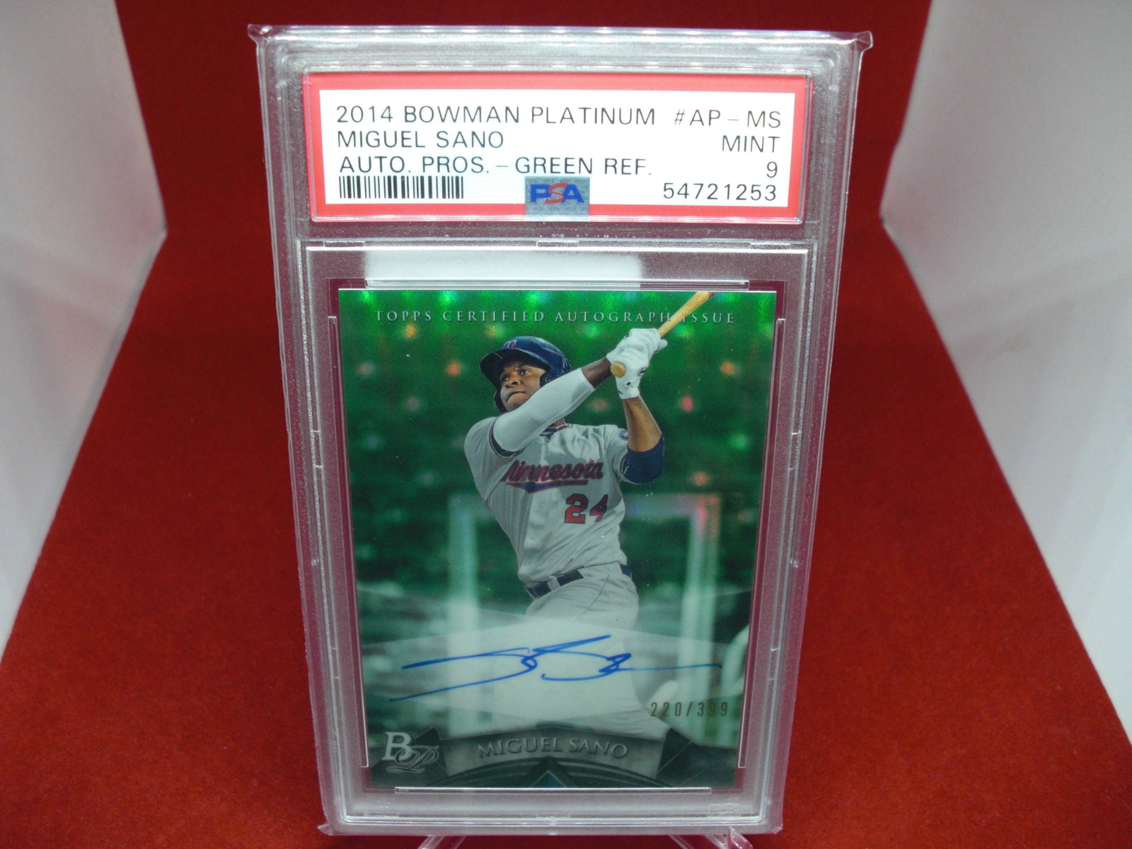 psa graded miguel sano auto green ref mint 9 #220/399 (1 of 1)