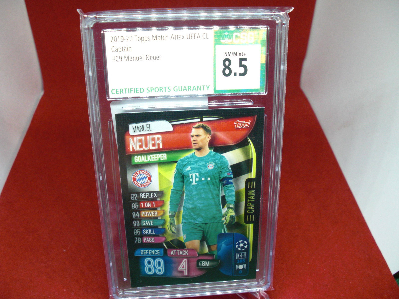 csg graded 2019/20 captain manuel neuer mint 8.5: nice graded card