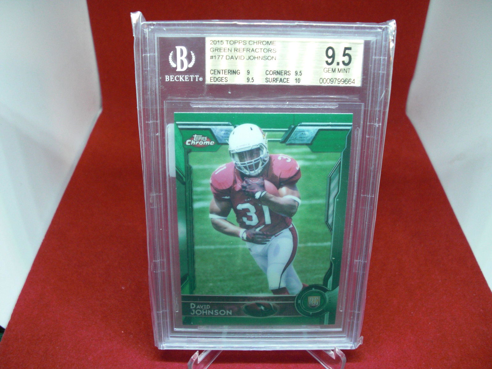 beckett graded 2015 david johnson green ref mint 9.5 (1 of 1)