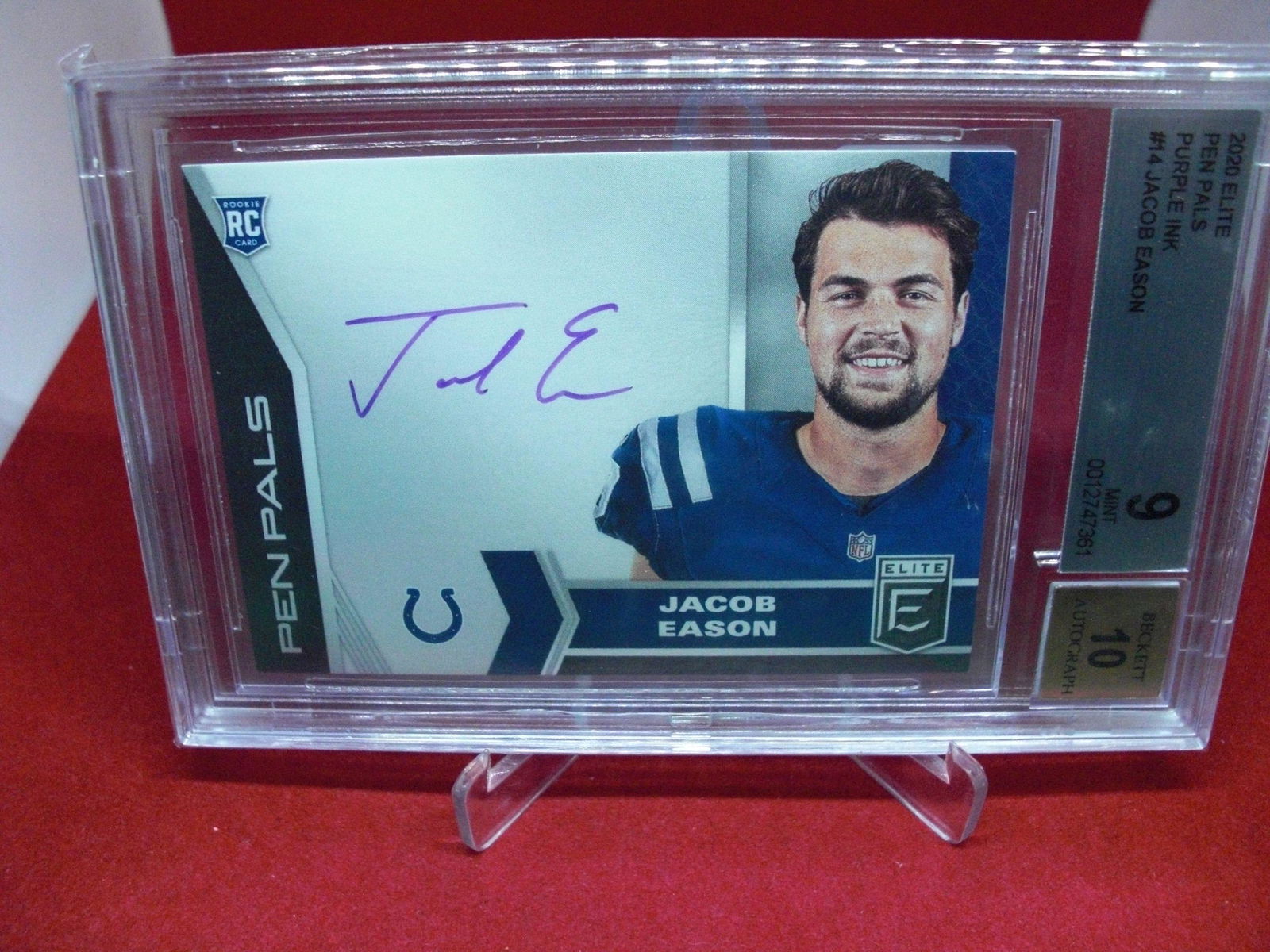 beckett graded purple auto rookie jacob eason mint 9 (1 of 1)
