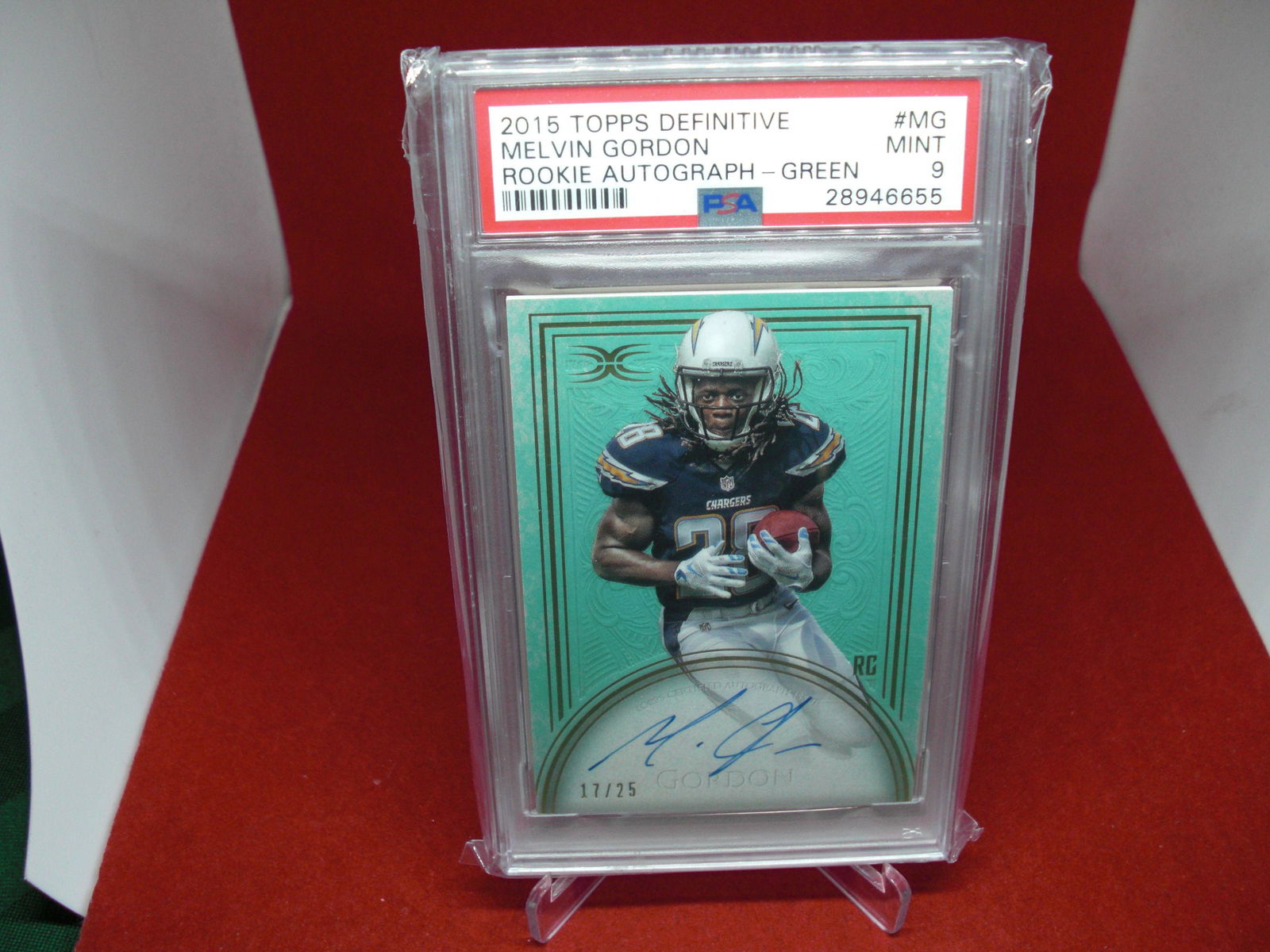 psa graded 2015 melvin gordon auto green mint 9 #17/25 (1 of 1)