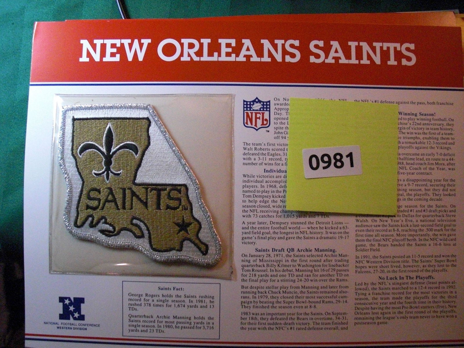 new orleans saints patch: on nice page