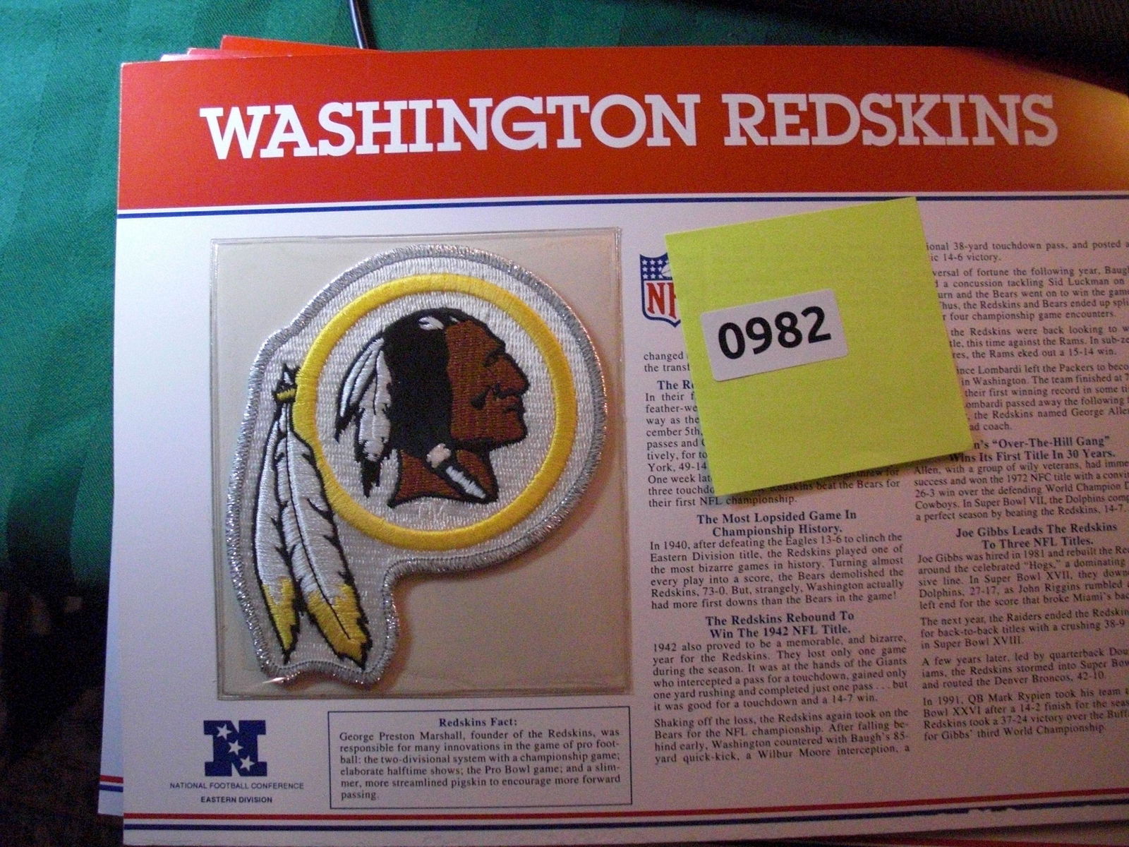 washington redskins patch (1 of 1)