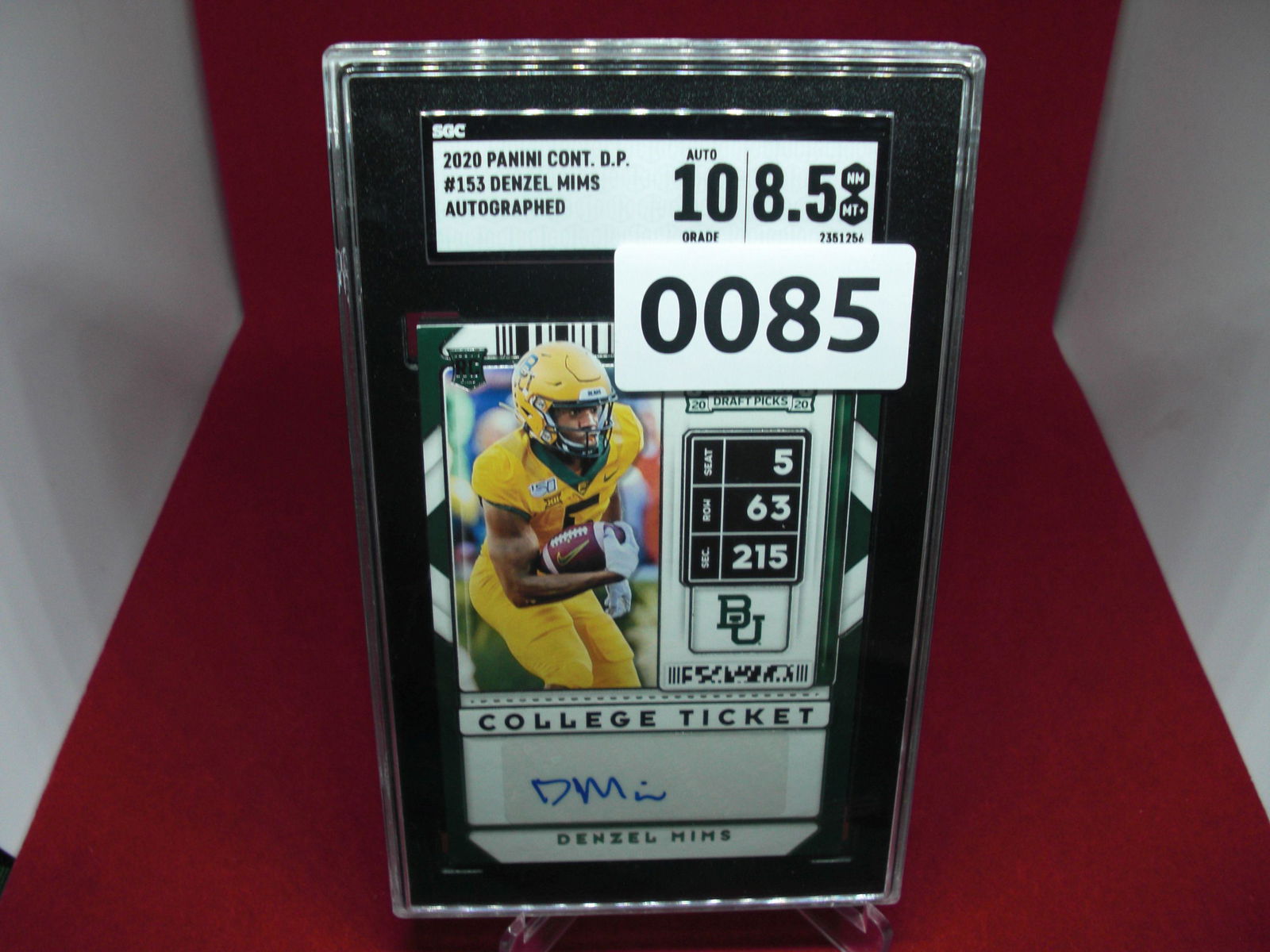 sgc graded 2020 denzel mims auto mint 8.5 (1 of 1)