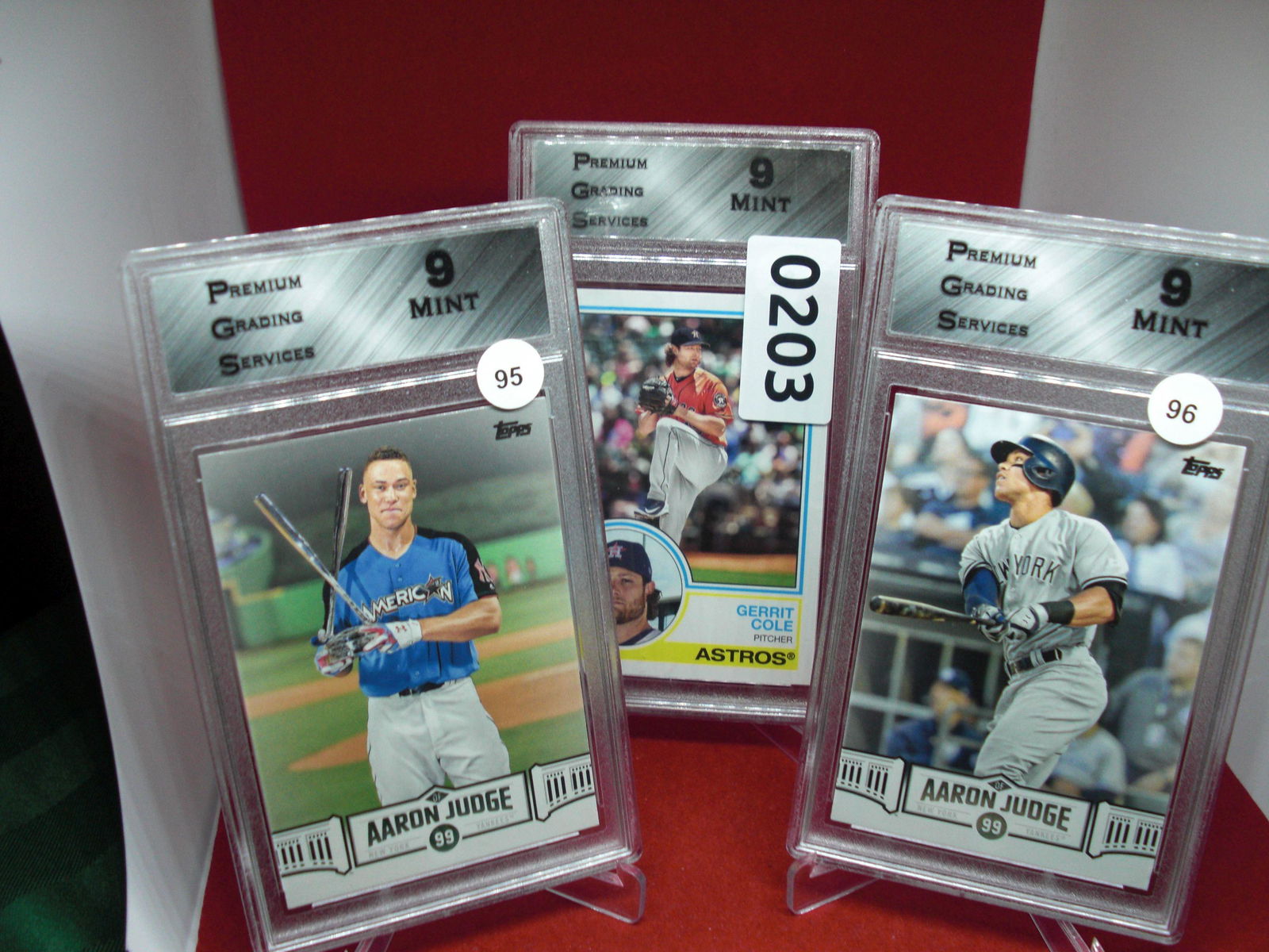 lot of 3 graded pgs baseball cards mint 9's (1 of 1)