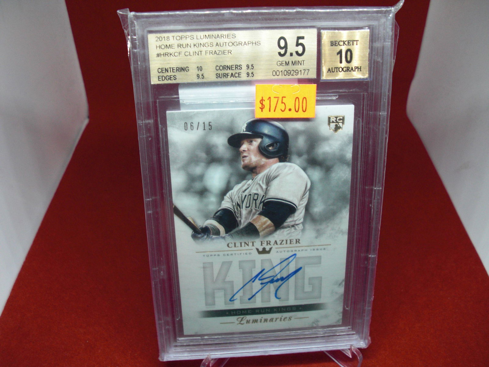 beckett graded 2018 clint frazier #06/15 mint 9.5 (1 of 1)