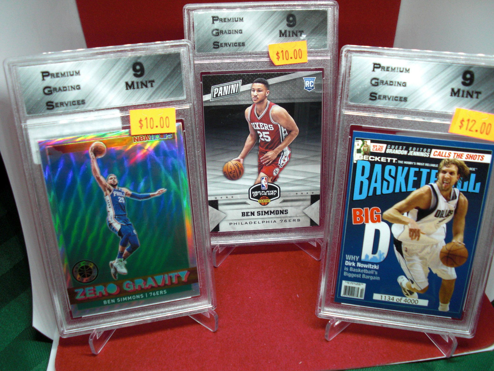 lot of 3 pgs graded basketball cards mint 9's: nice graded card