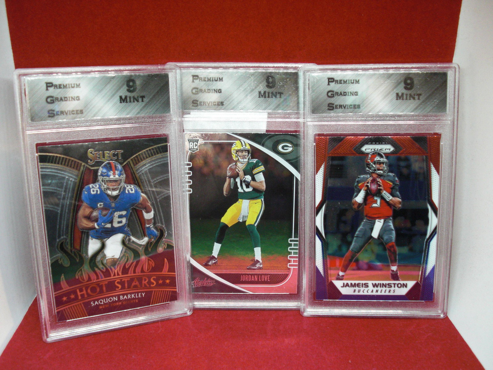 lot of 3 pgs graded football cards mint 9's: lot of 3 pgs graded football cards mint 9's