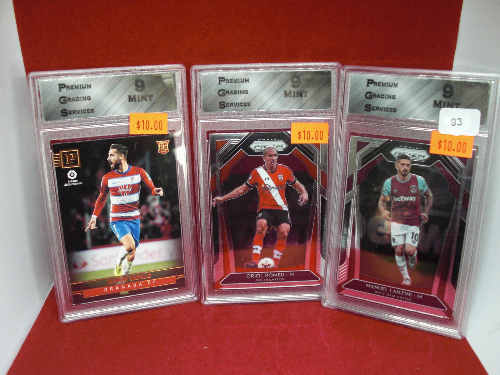 lot of 3 graded soccer cards pgs 9's: lot of 3 graded soccer cards pgs 9's