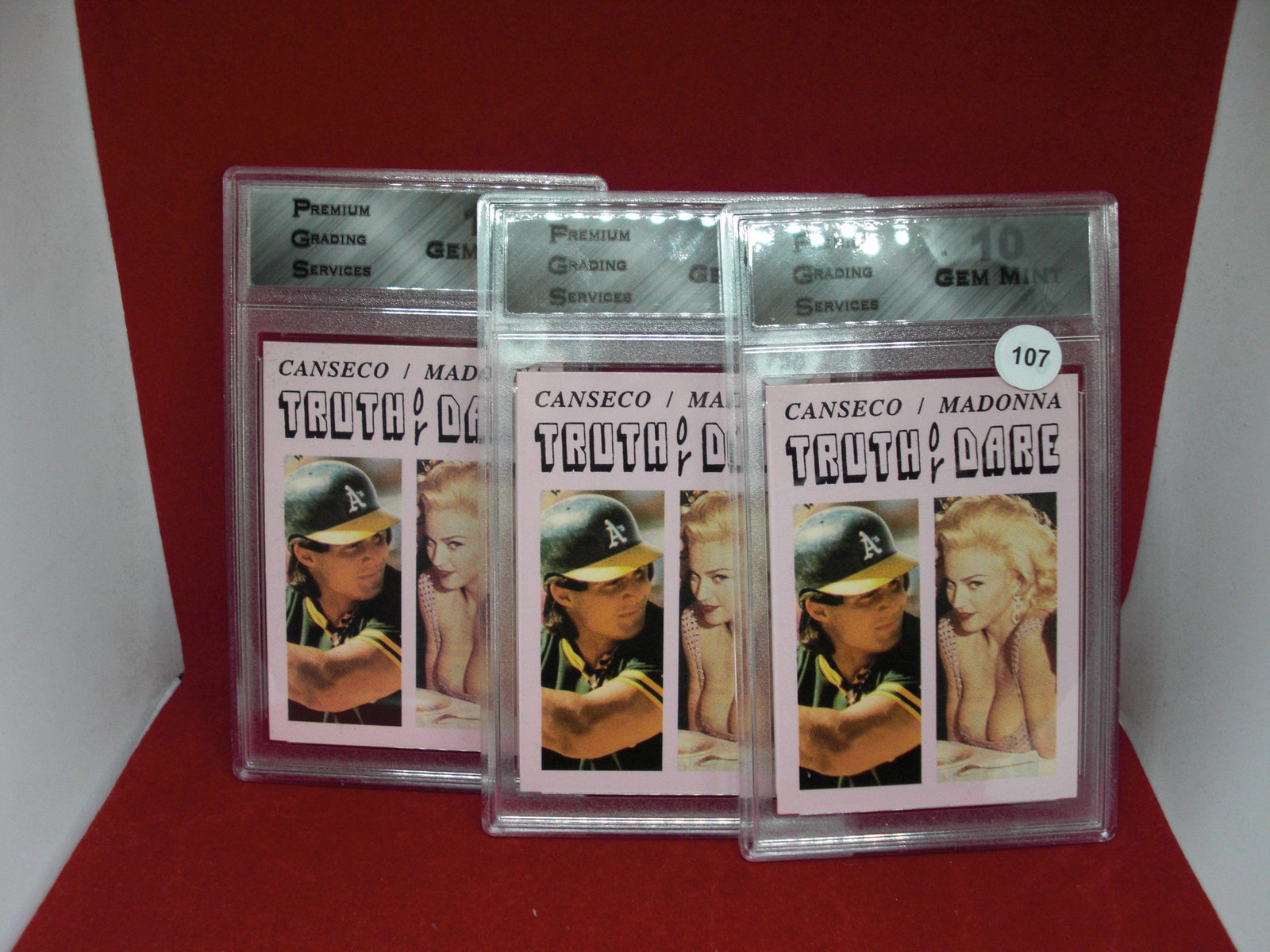 lot of 3 graded jose canseco truth or dare: lot of 3 graded jose canseco truth or dare