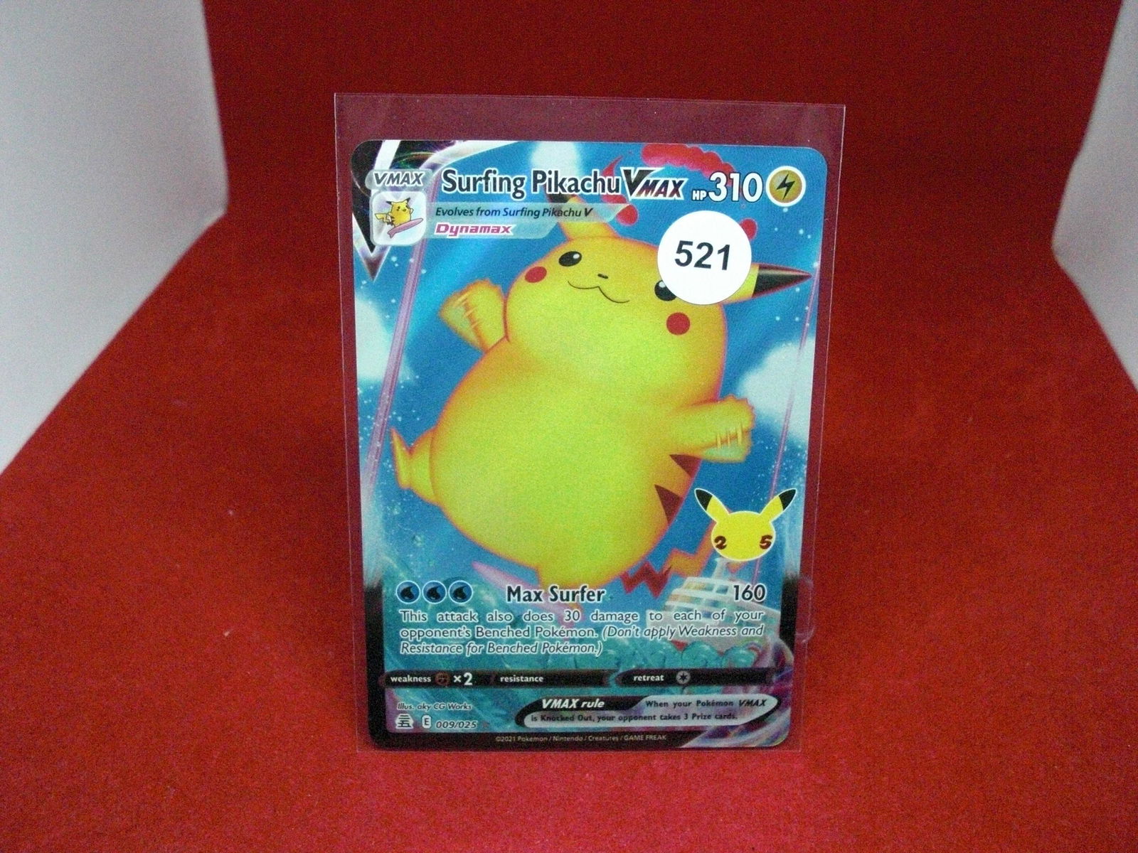surfing pikachu vmax pokemon card (1 of 1)