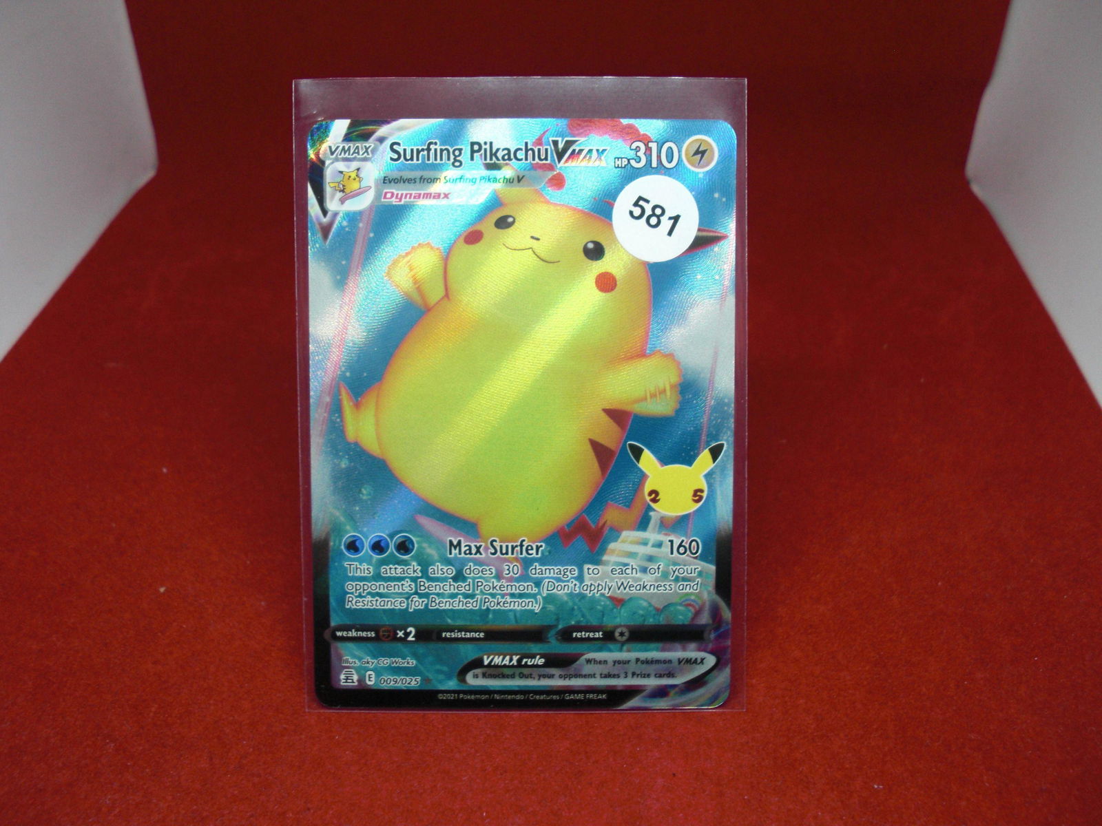 surfing pikachu vmax pokemon card (1 of 1)