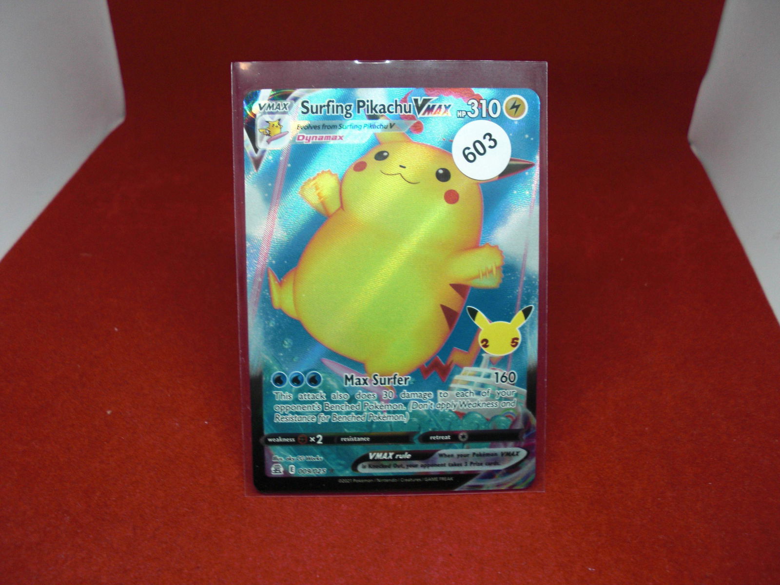 surfing pikachu vmax pokemon card (1 of 1)
