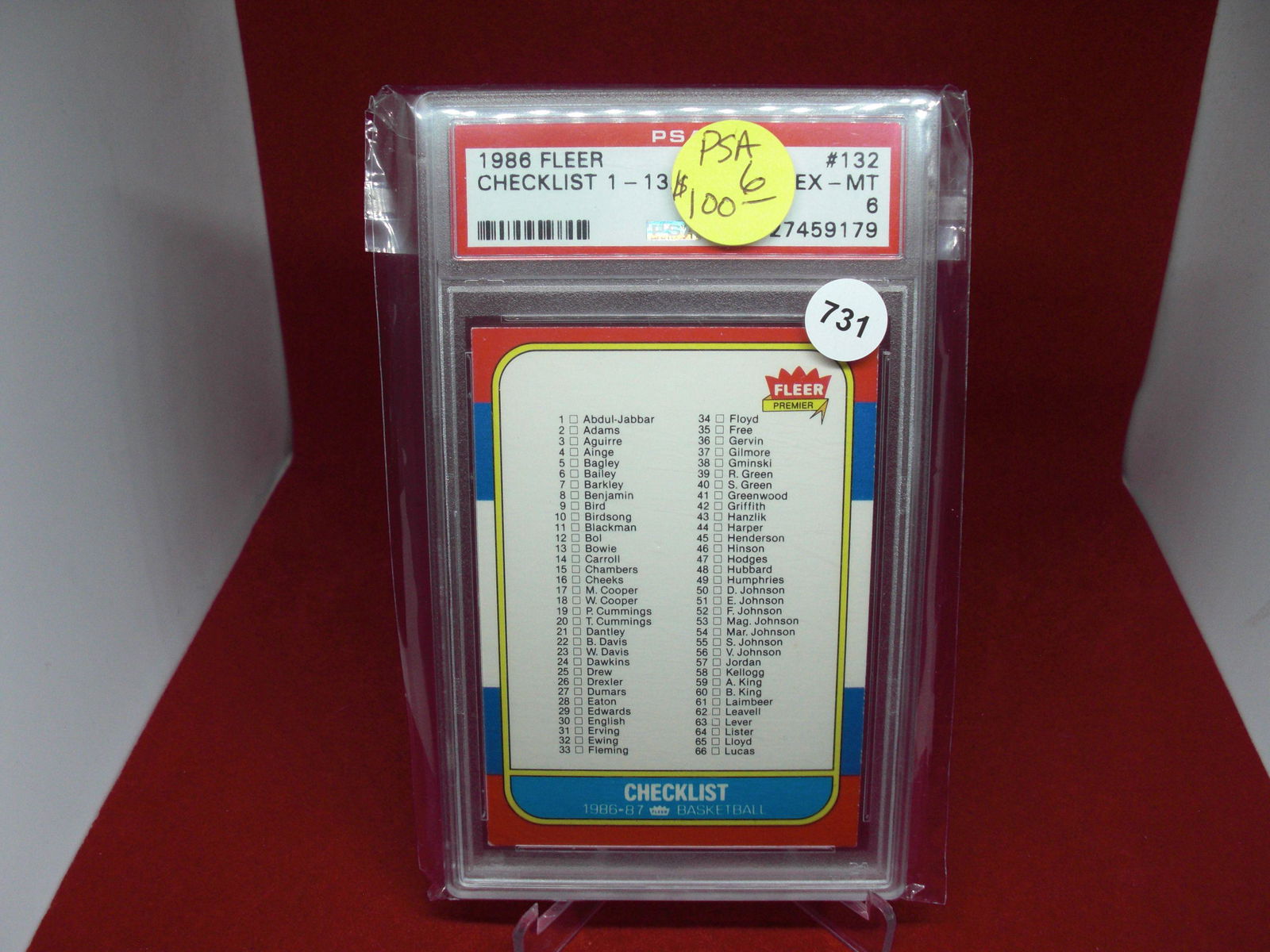 1986 fleer basketball checklist psa graded 6 (1 of 1)
