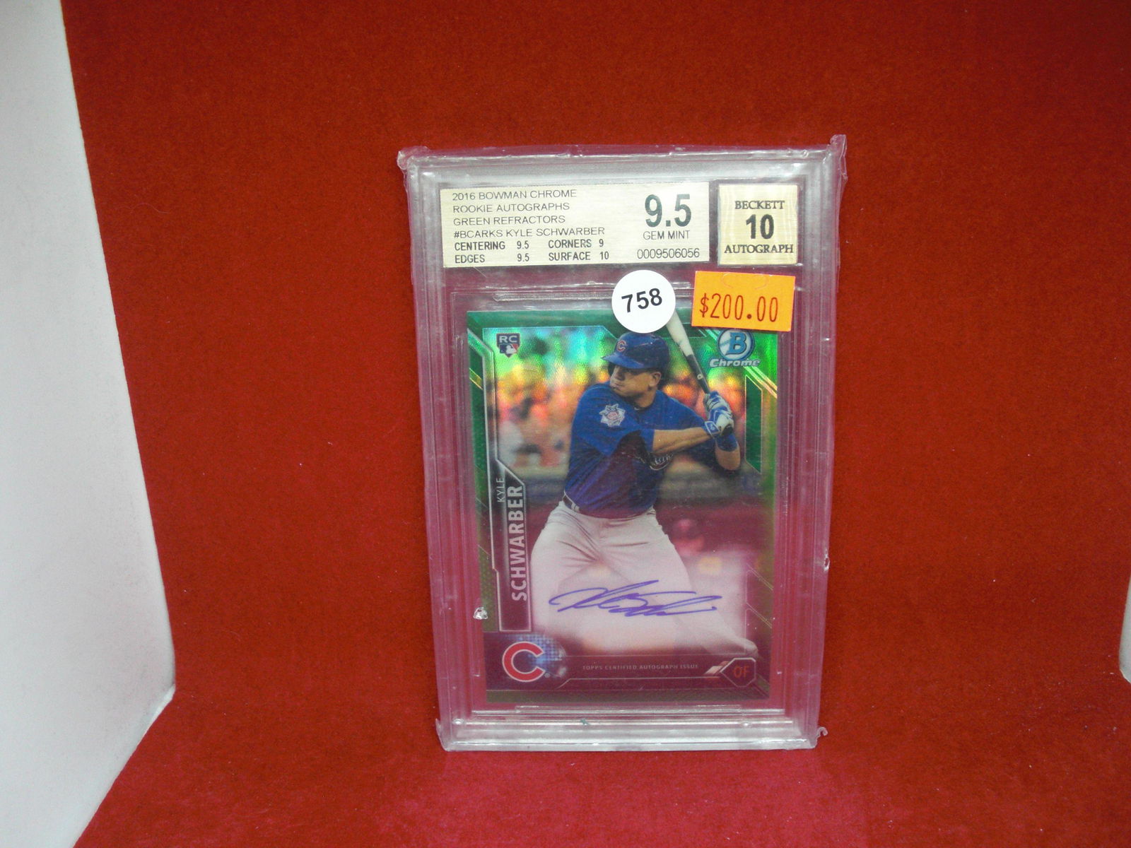 kyle schwarber green chrome rookie auto 65/99 (1 of 1)