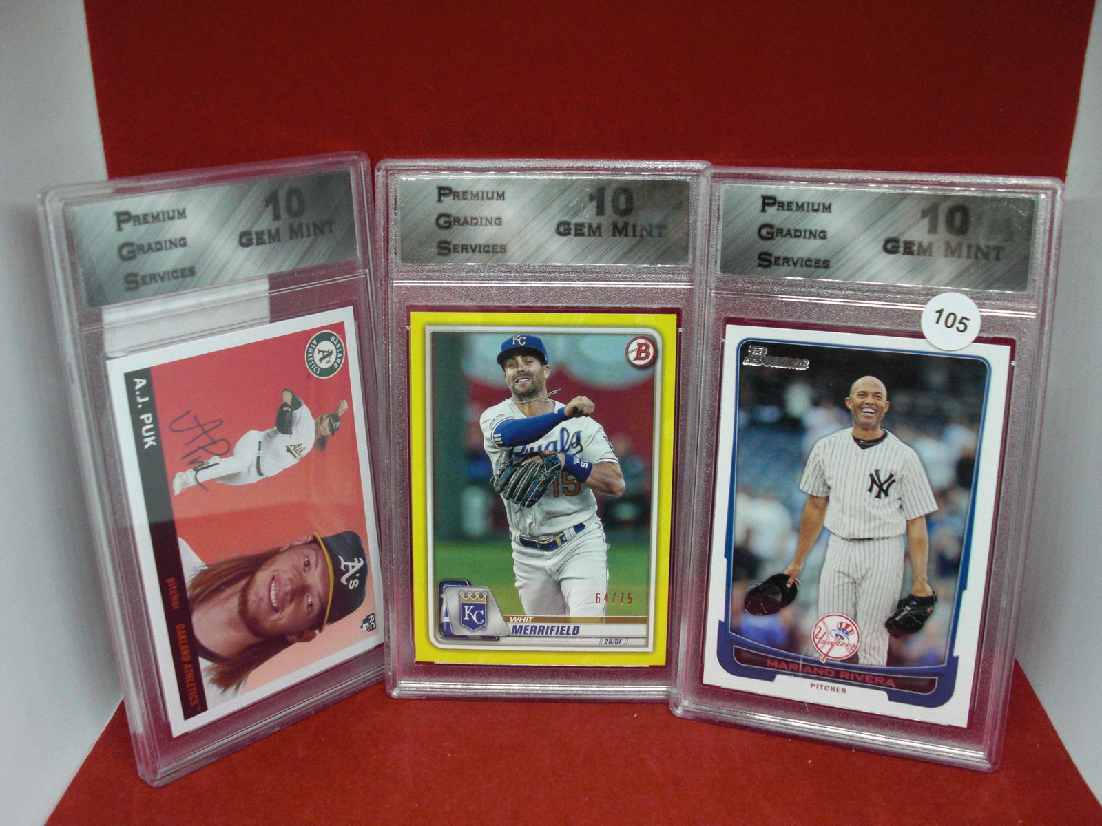 lot of 3 graded baseball cards PGS gem 10's (1 of 1)