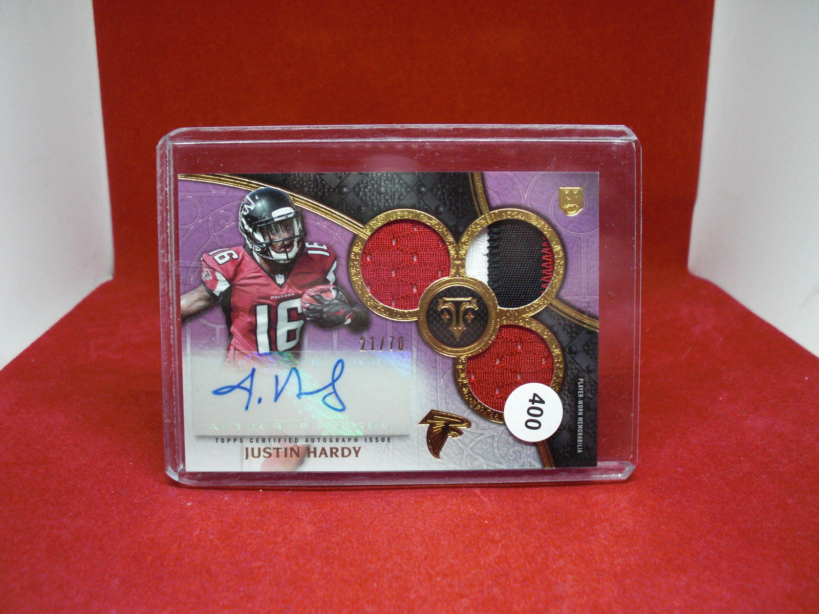 Justin Hardy rookie patch auto 21/70 (1 of 1)