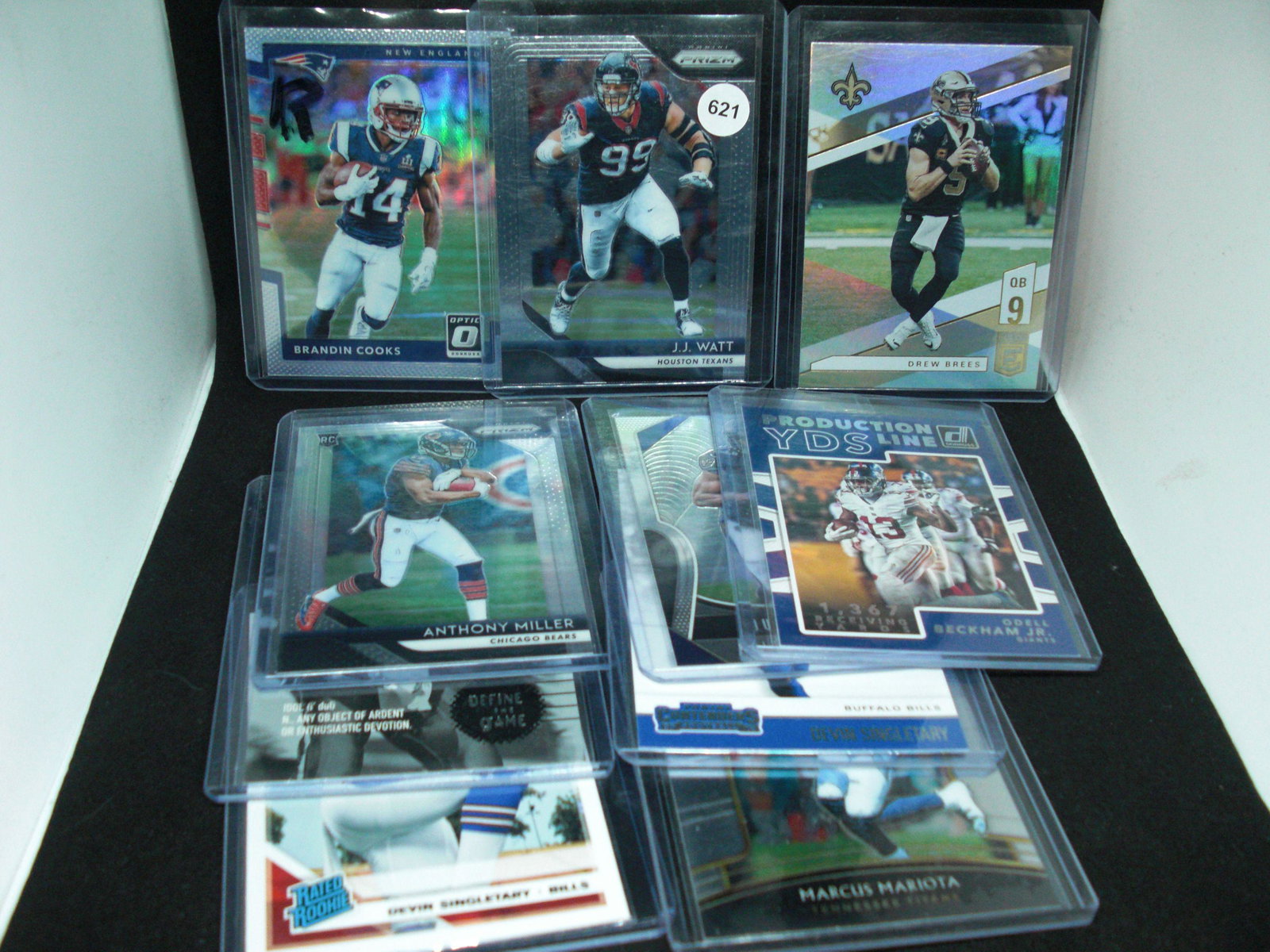 Out of 10 football cards with JJ Watt: in top loaders