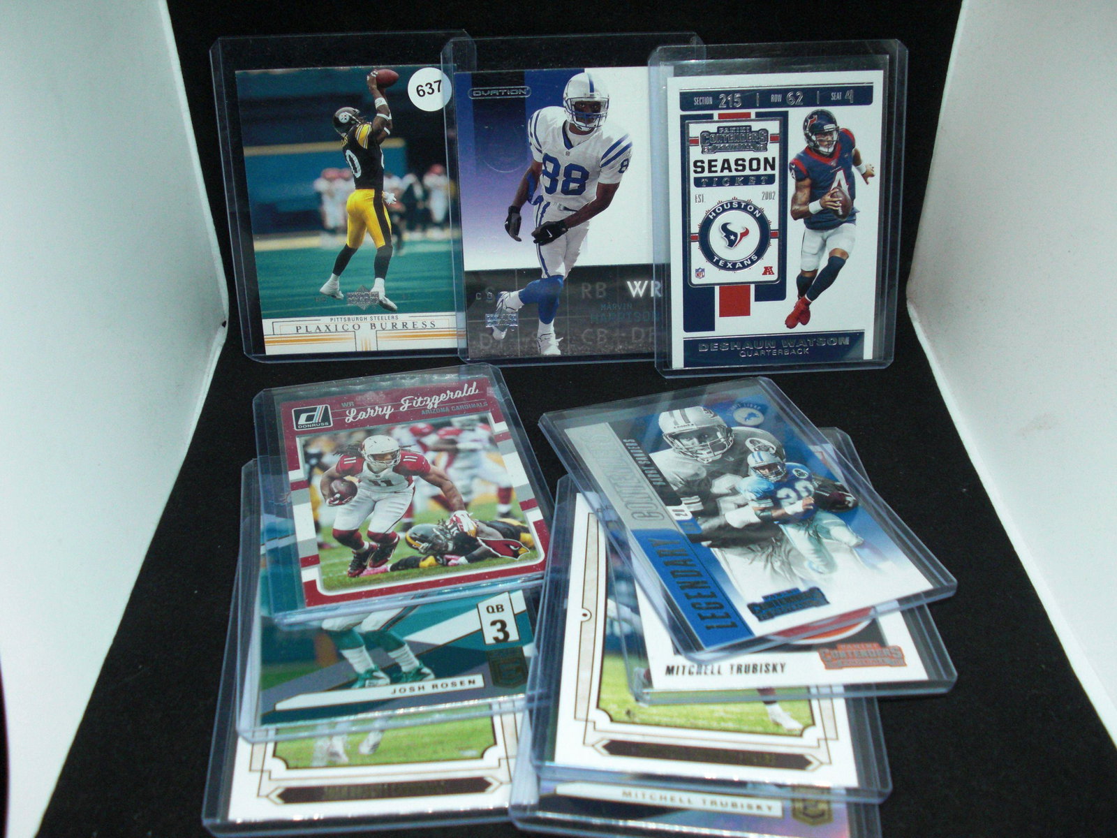 Lot of 10 football cards with Larry Fitzgerald: in top loaders