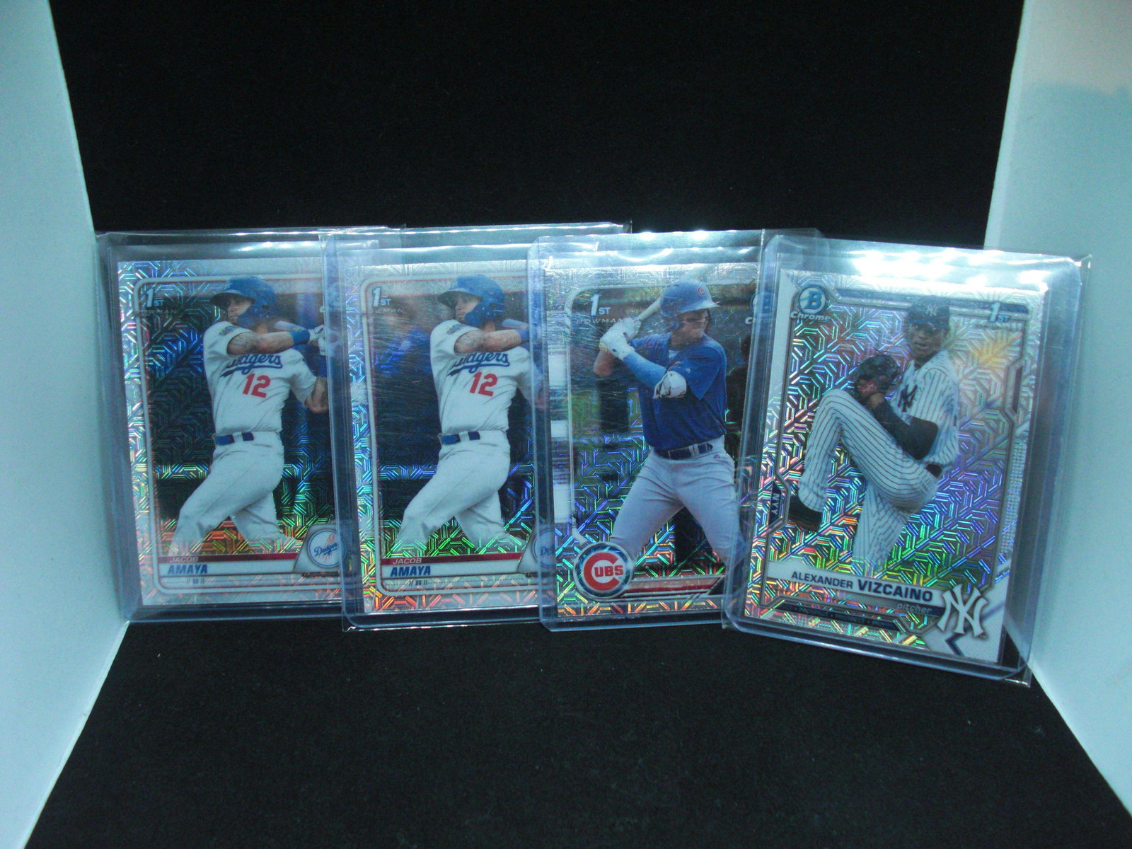 lot of 4 1st bowman mojo refractors: with jacob amaya