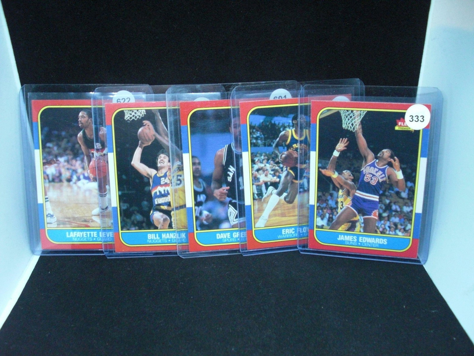 Five 1986 fleer basketball cards near mint: James Edwards Eric Floyd David Greenwood bill hanzlik Lafayette lever