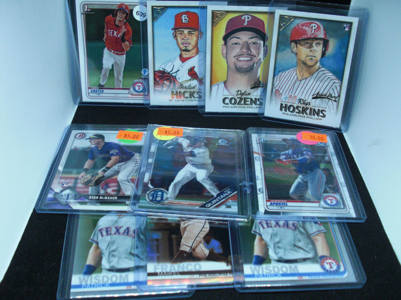 Lot of 10 baseball cards: Evan Carter first Bowman