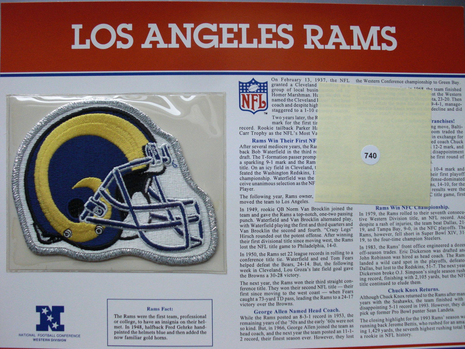Saint Louis Rams team logo patch (1 of 1)