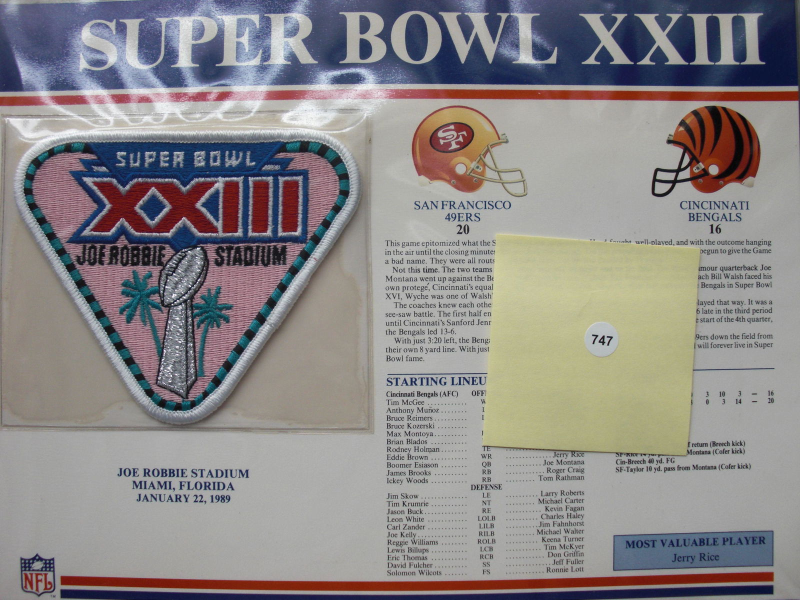 Super Bowl 23 official game patch (1 of 1)