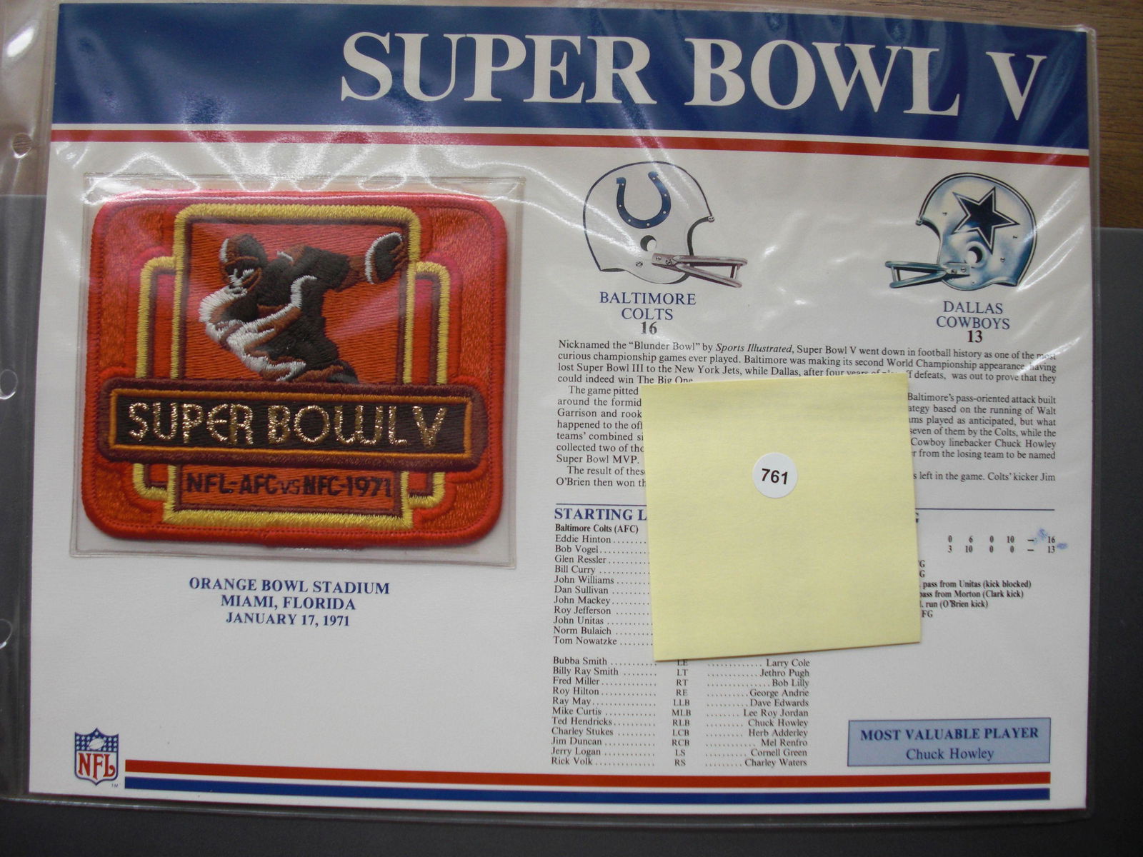 Super Bowl 5 patch Orange Bowl stadium (1 of 1)