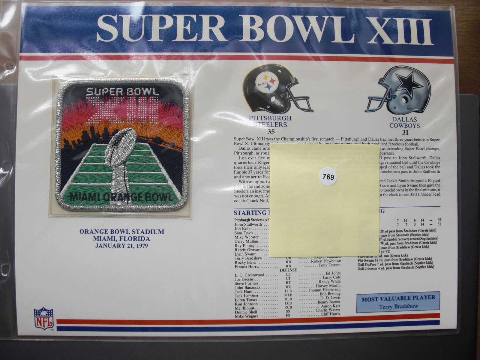 Super Bowl 13 patch Orange Bowl Miami (1 of 1)