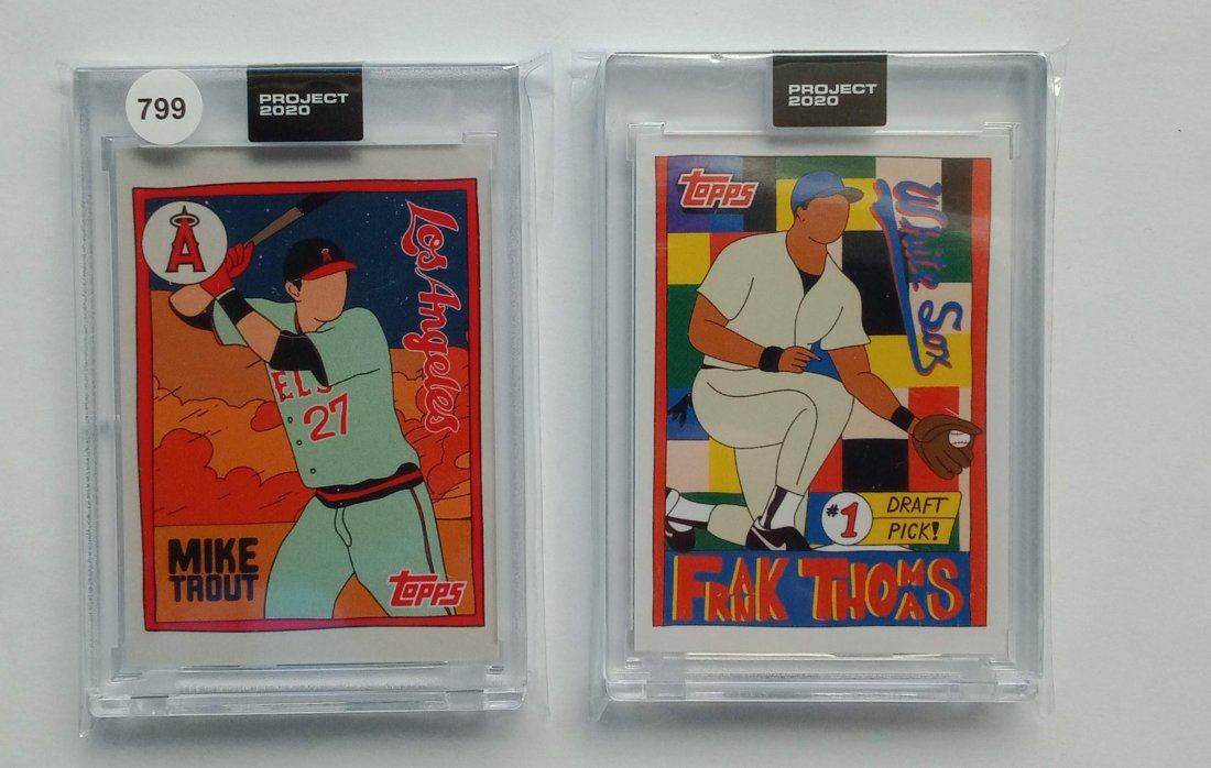 lot of 2 topps project 2020 encased cards big hurt & mike trout (1 of 1)