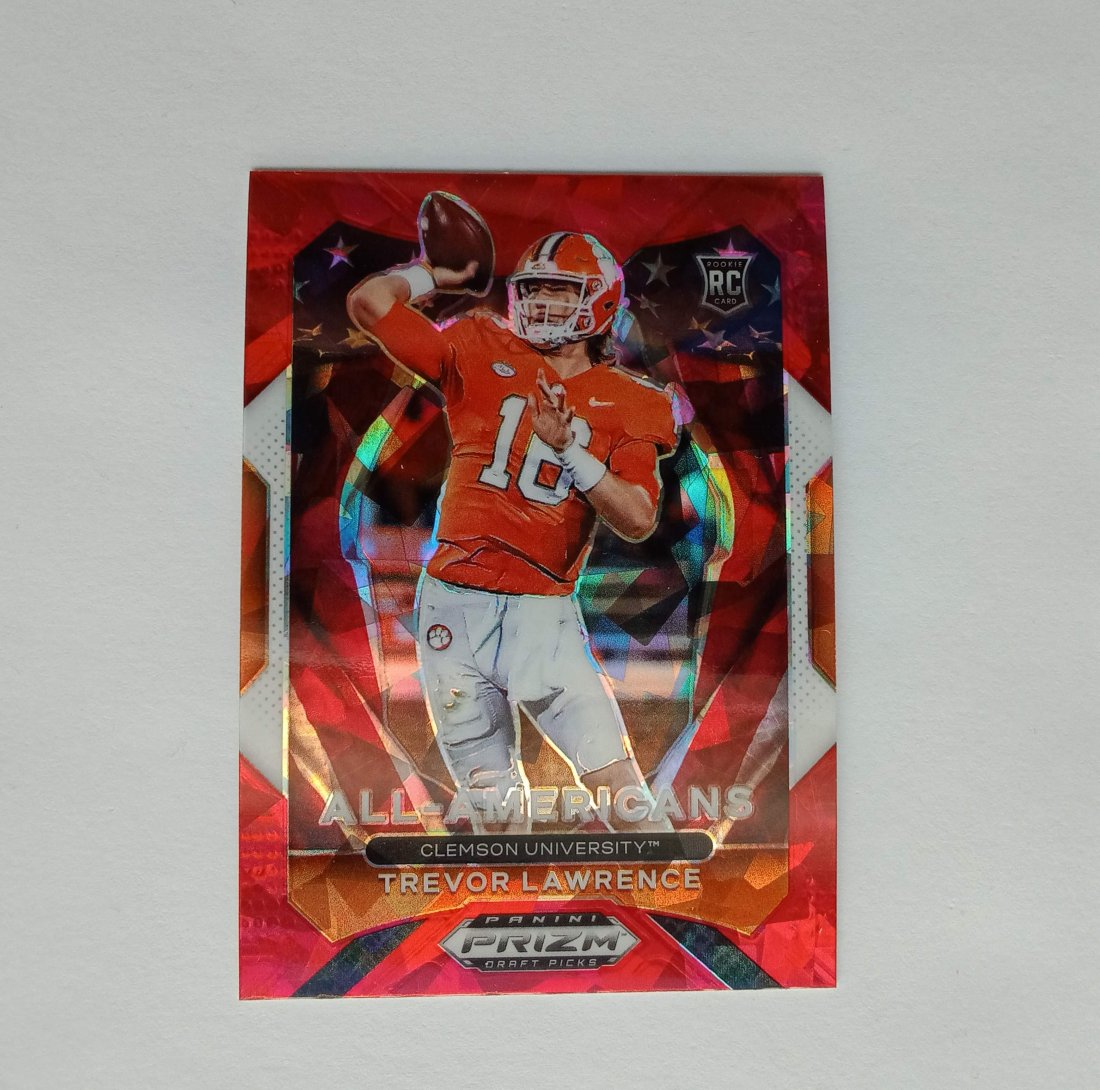 trevor lawrence red cracked ice prizm all-amercans rc (1 of 1)