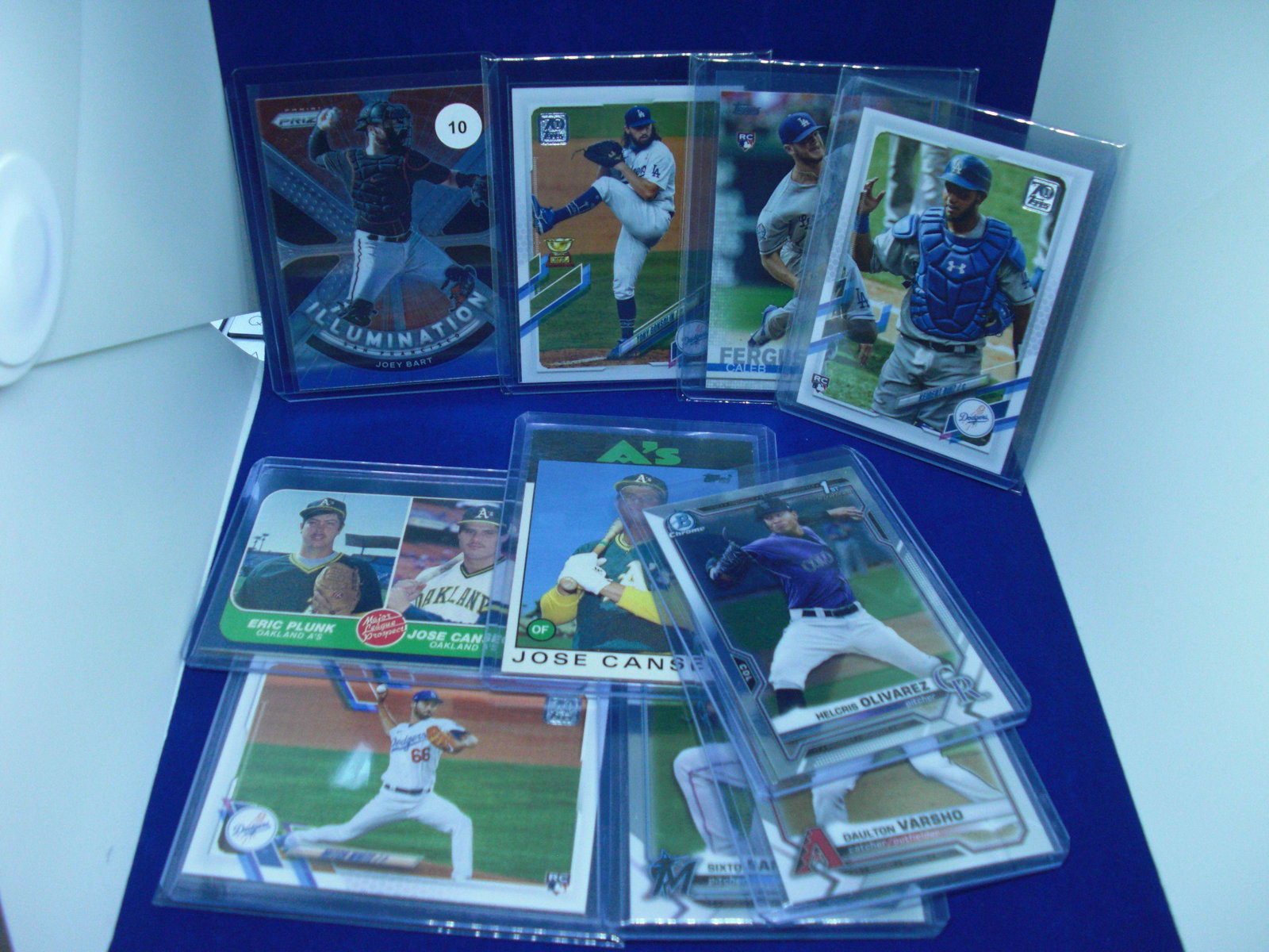 lot of 10 rookie baseball cards: jose canseco rookies