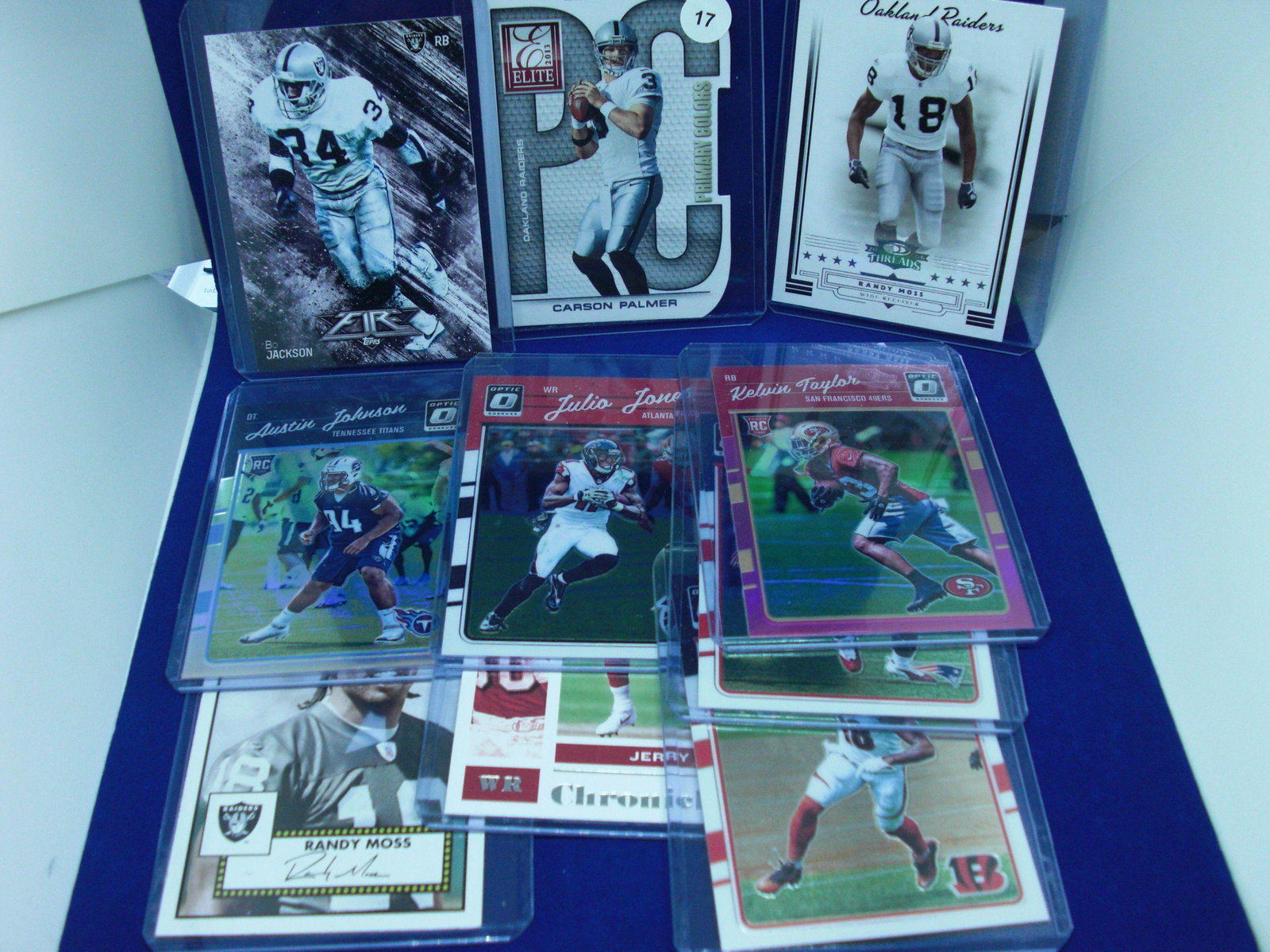 lot of 10 football cards: with carson palmer die-cut