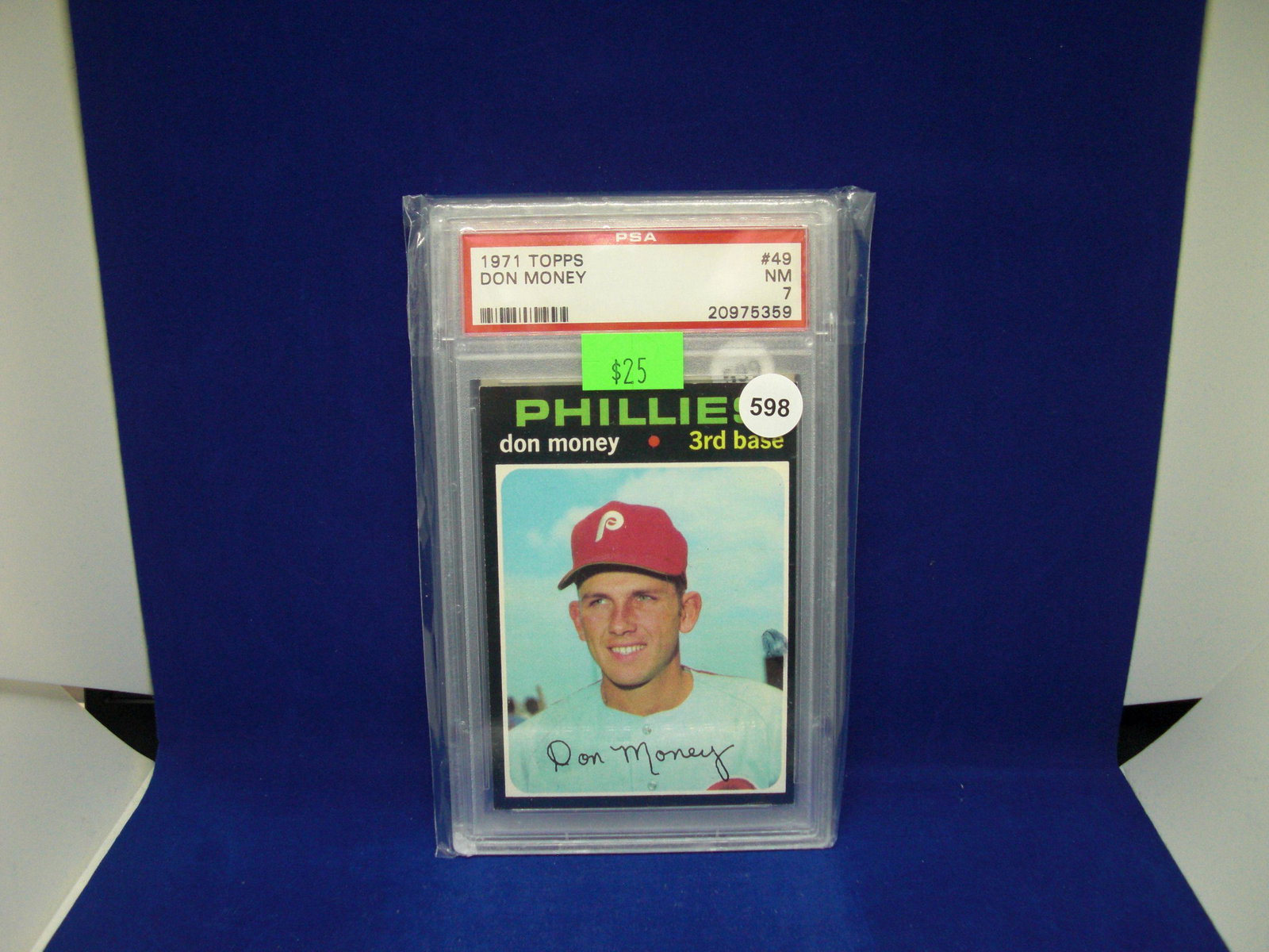 PSA 7 1971 Topps Don money: graded sports card