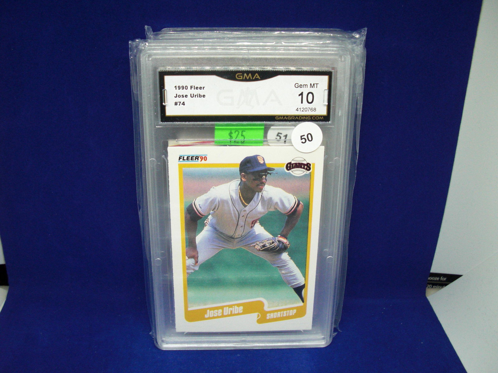 GMA 10 jose uribe 1990 fleer: graded sports card
