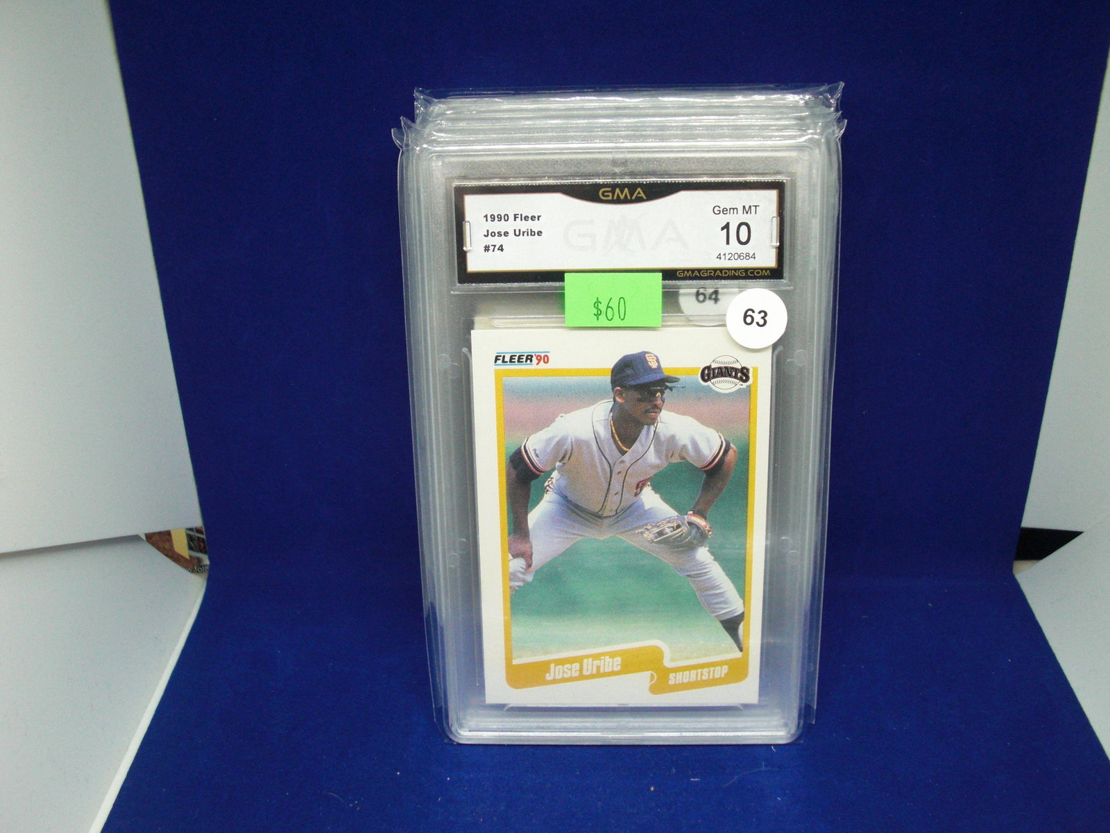 GMA 10 jose uribe 1990 fleer: graded sports card
