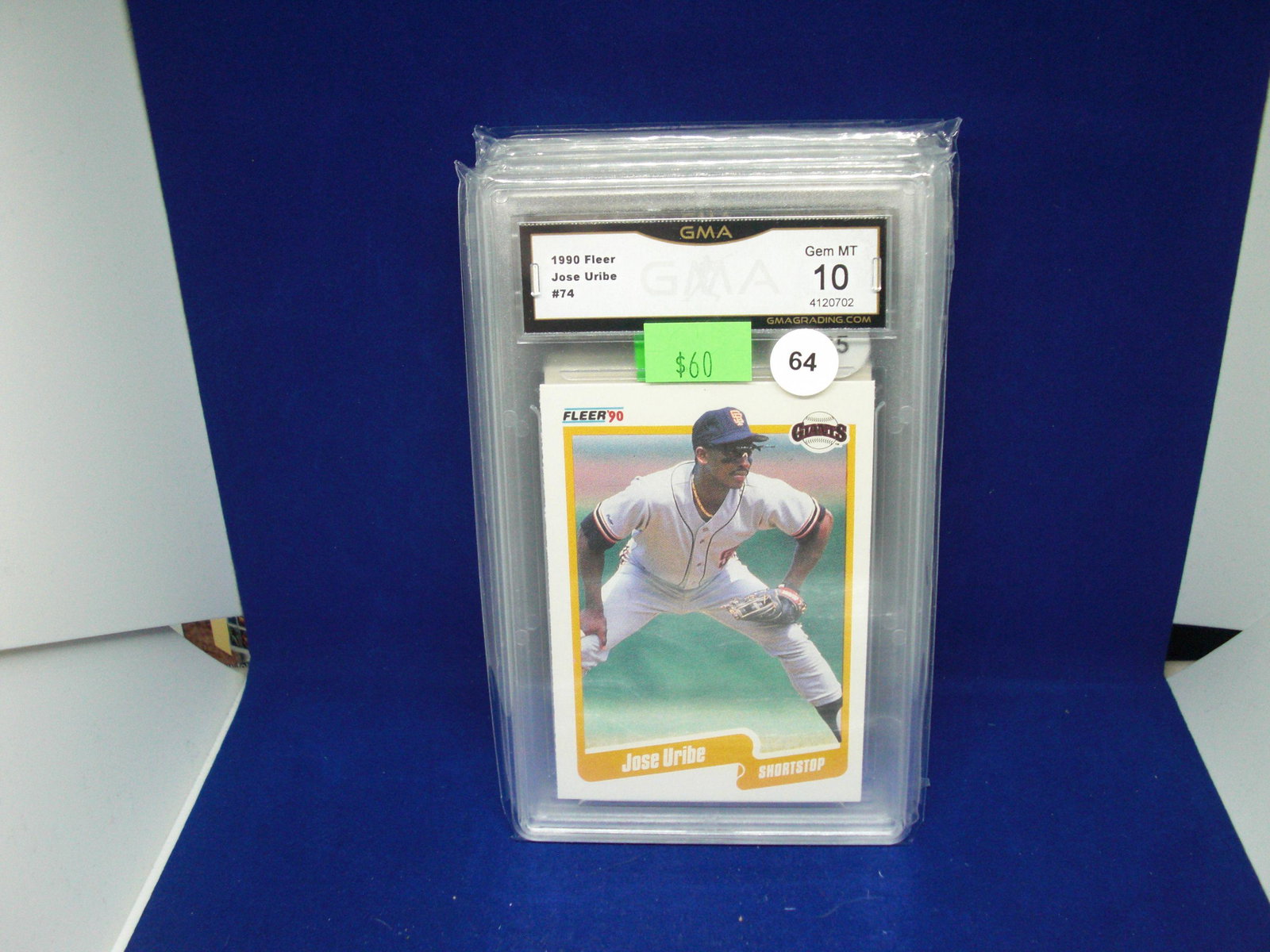 GMA 10 jose uribe 1990 fleer: graded sports card