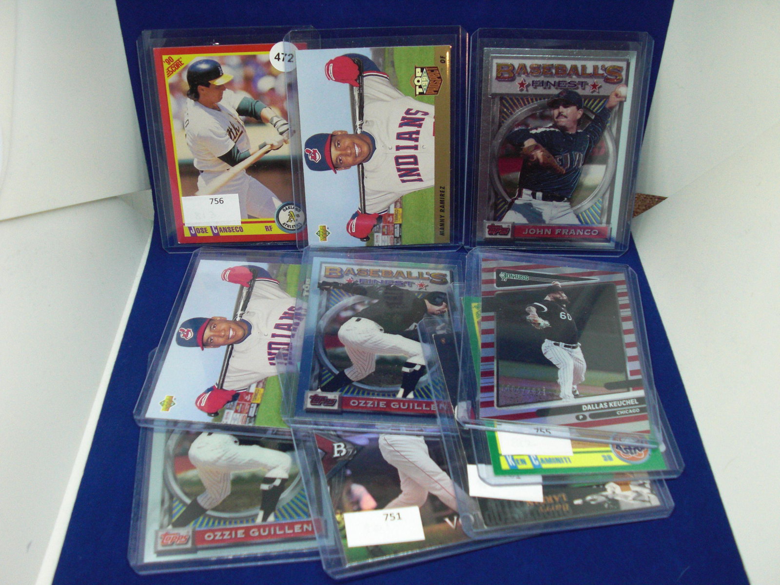 Lot of 10 baseball cards with Jose Canseco: in top loaders